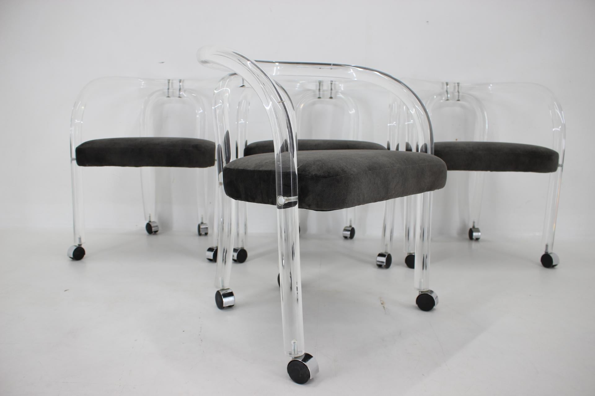 1970s Set of Four Lucite Dining Chairs, Charles Hollis Jones Style 5