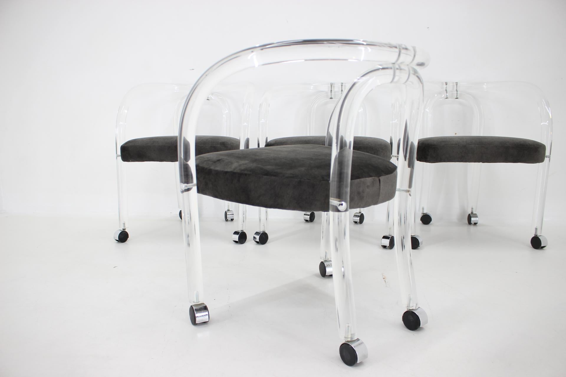 1970s Set of Four Lucite Dining Chairs, Charles Hollis Jones Style 2