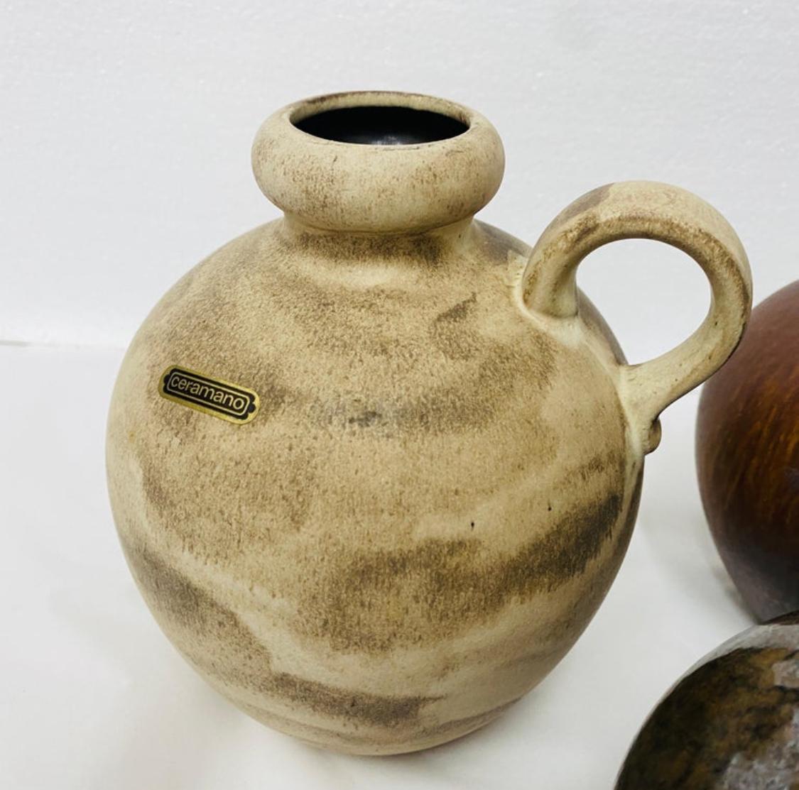 1970s Set of Four Mid-Century Modern Ceramic German Jugs by Ceramano For Sale 3