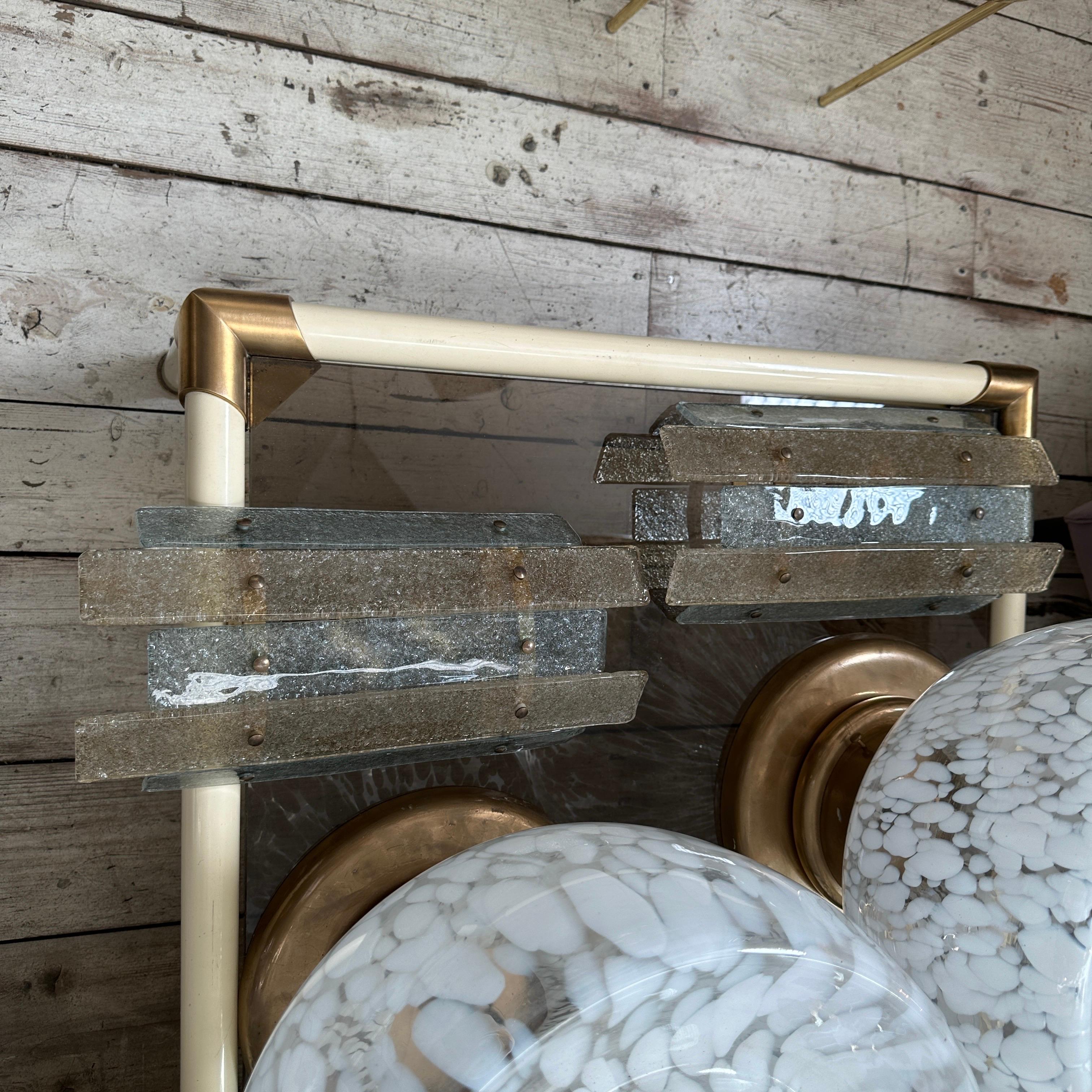 Italian 1970s Set of Four Mid-Century Modern Murano Glass Wall Sconces by Mazzega For Sale