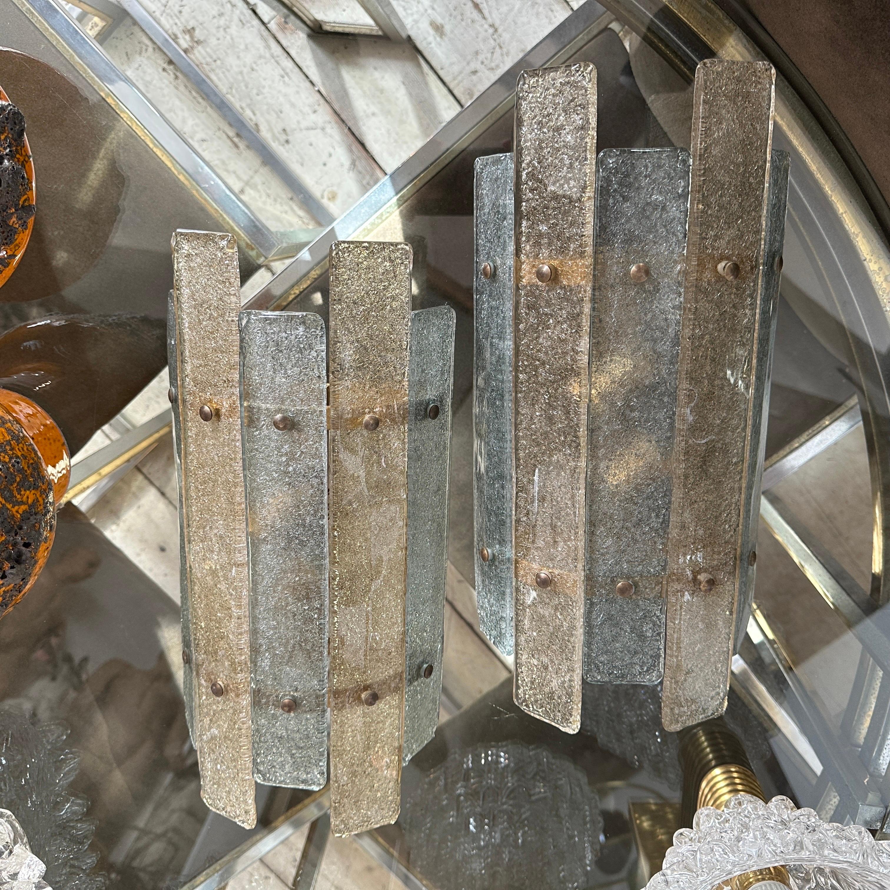 1970s Set of Four Mid-Century Modern Murano Glass Wall Sconces by Mazzega For Sale 1