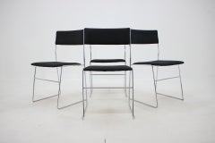 Set di quattro sedie da pranzo minimaliste cromate degli anni '70, Cecoslovacchia