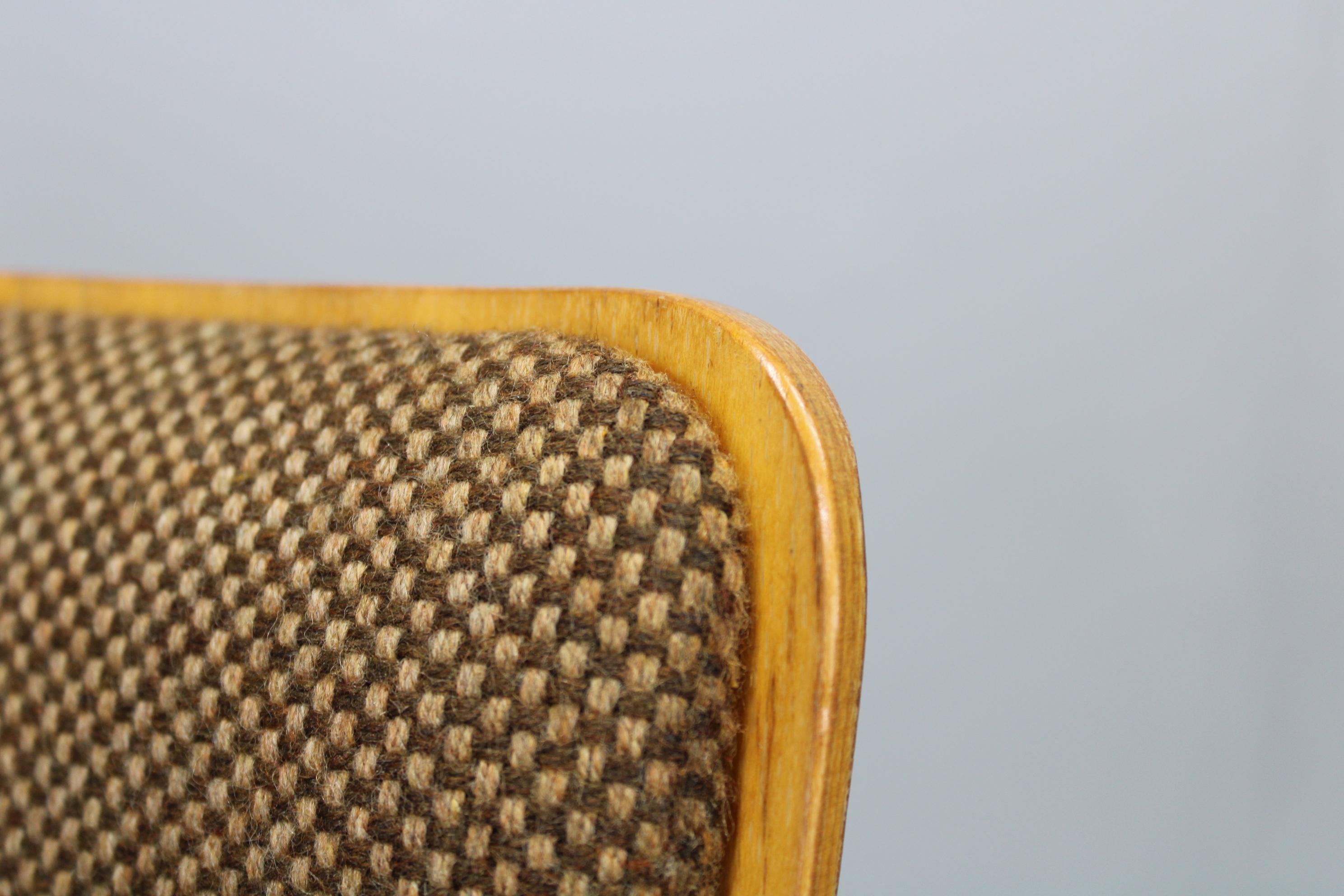 1970s Set of Four Plywood Chairs with Fabric Upholstery , Germany For Sale 6
