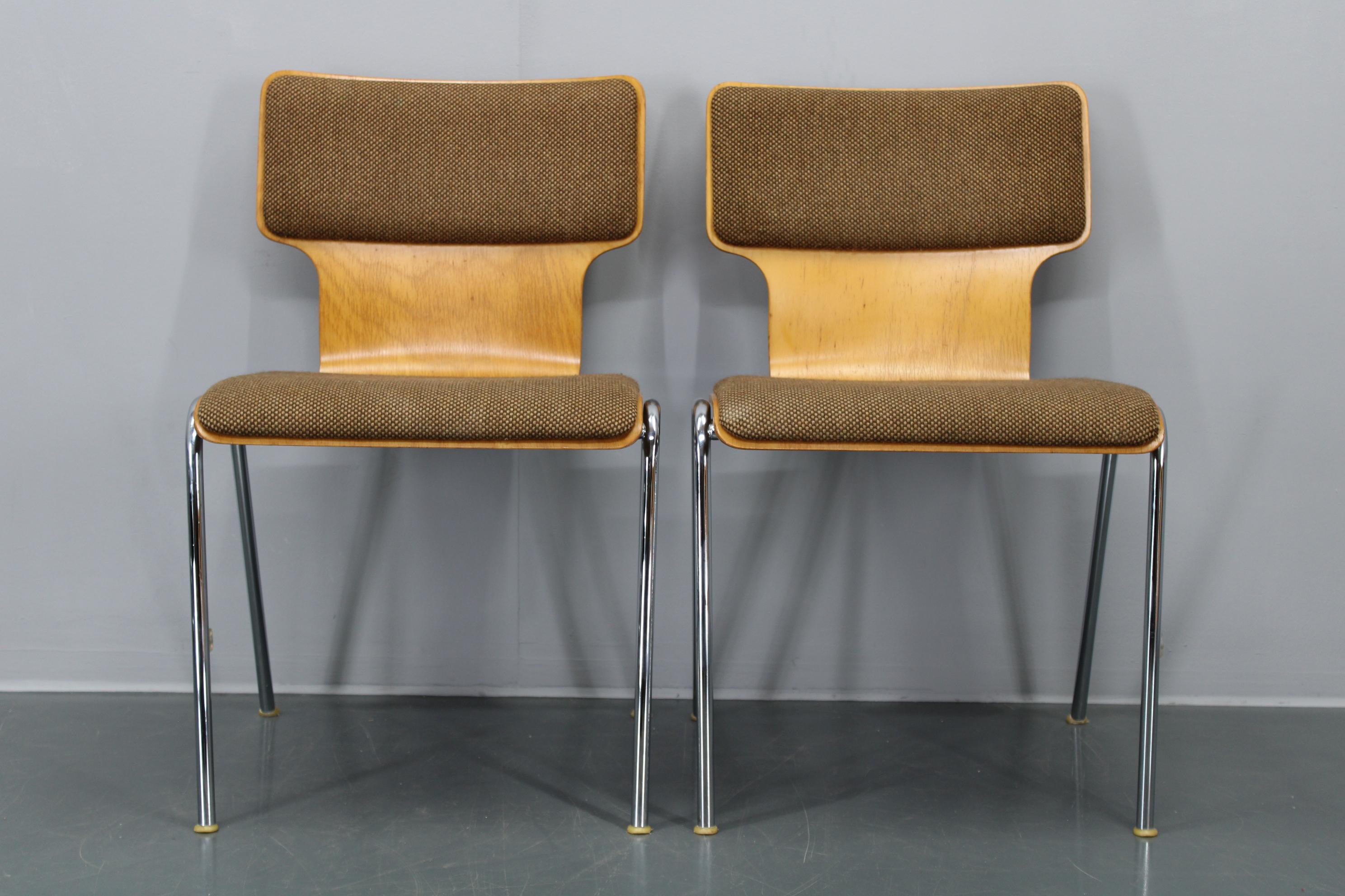 1970s Set of Four Plywood Chairs with Fabric Upholstery , Germany For Sale 9