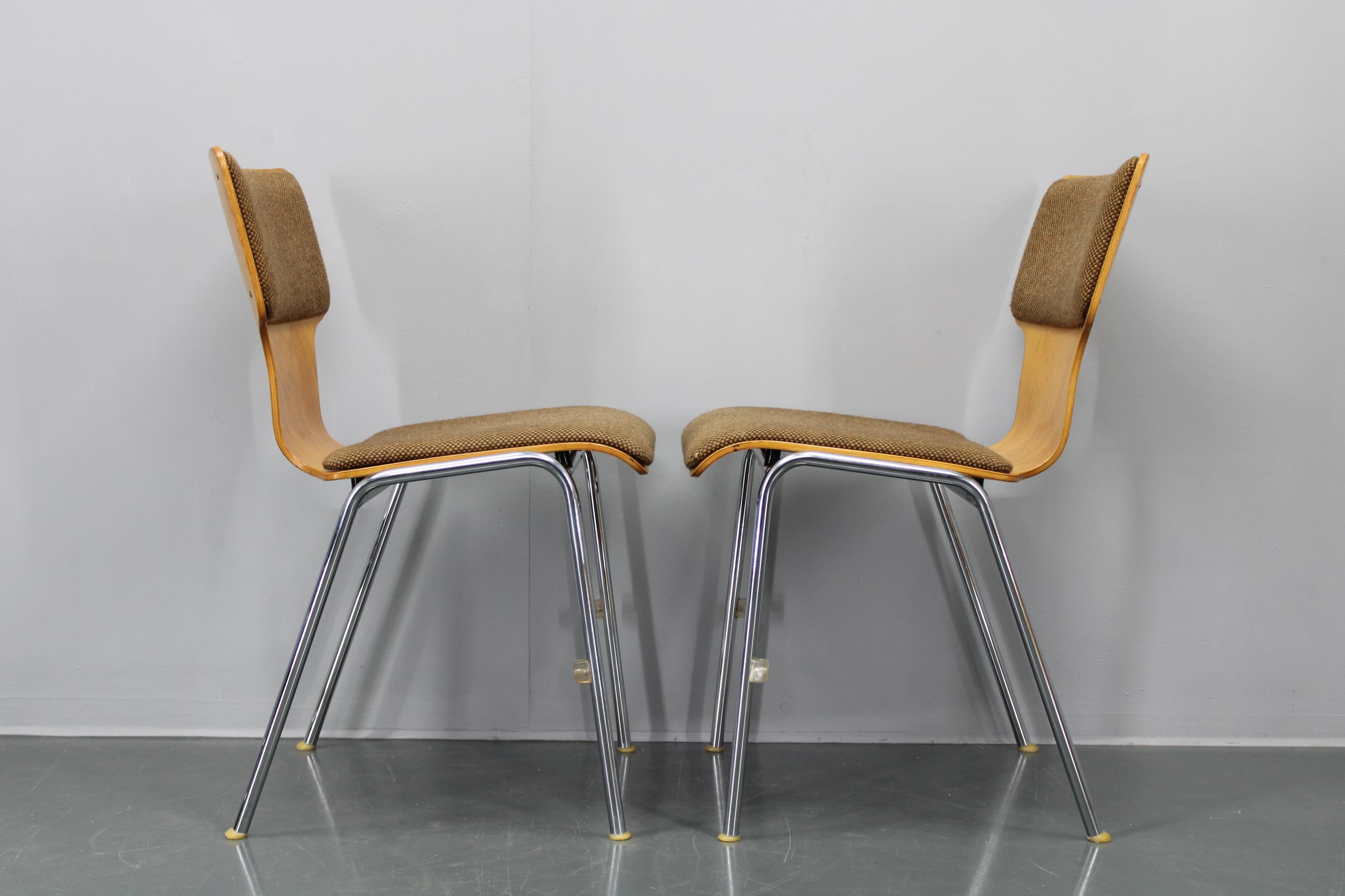 1970s Set of Four Plywood Chairs with Fabric Upholstery , Germany For Sale 12