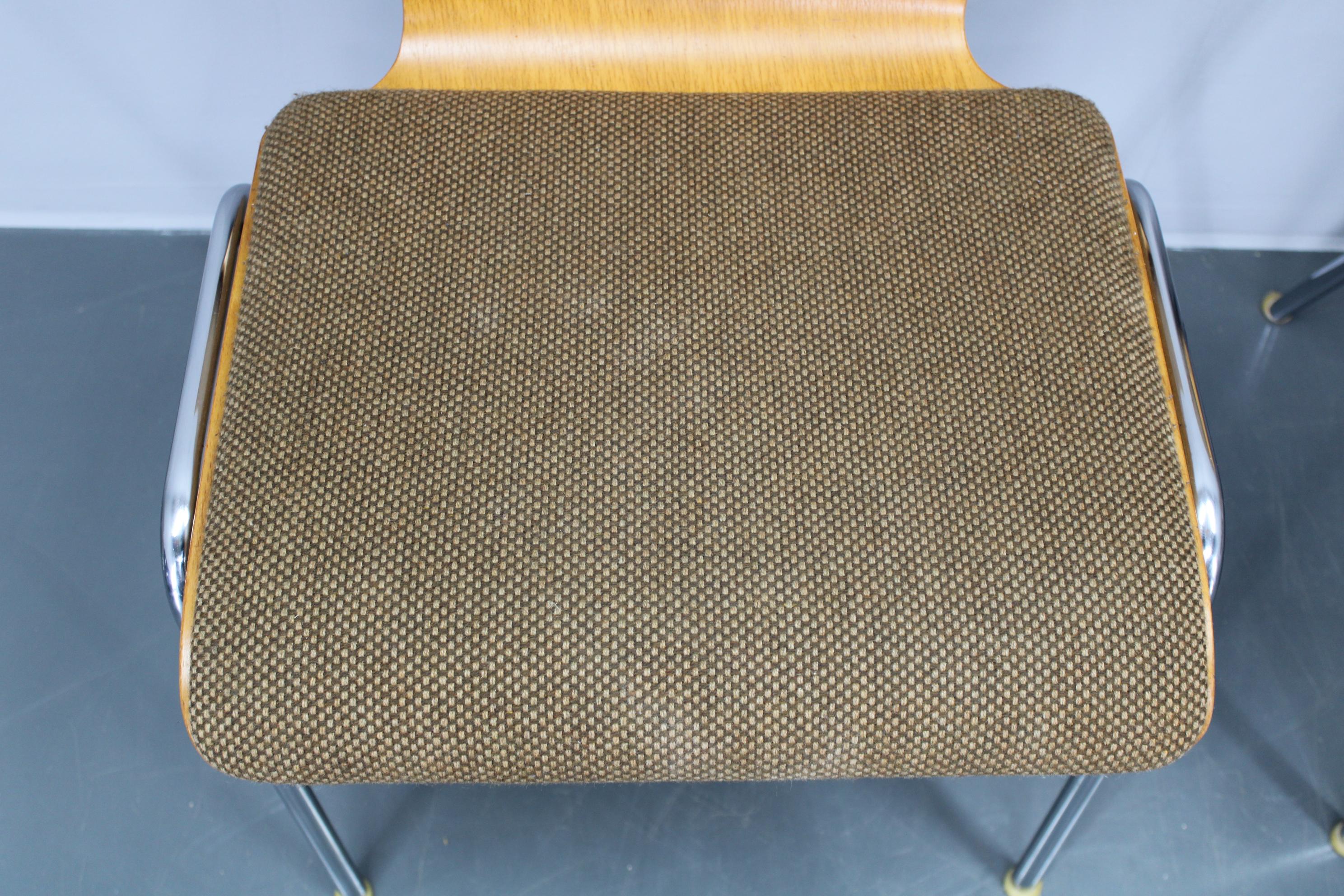 1970s Set of Four Plywood Chairs with Fabric Upholstery , Germany For Sale 1