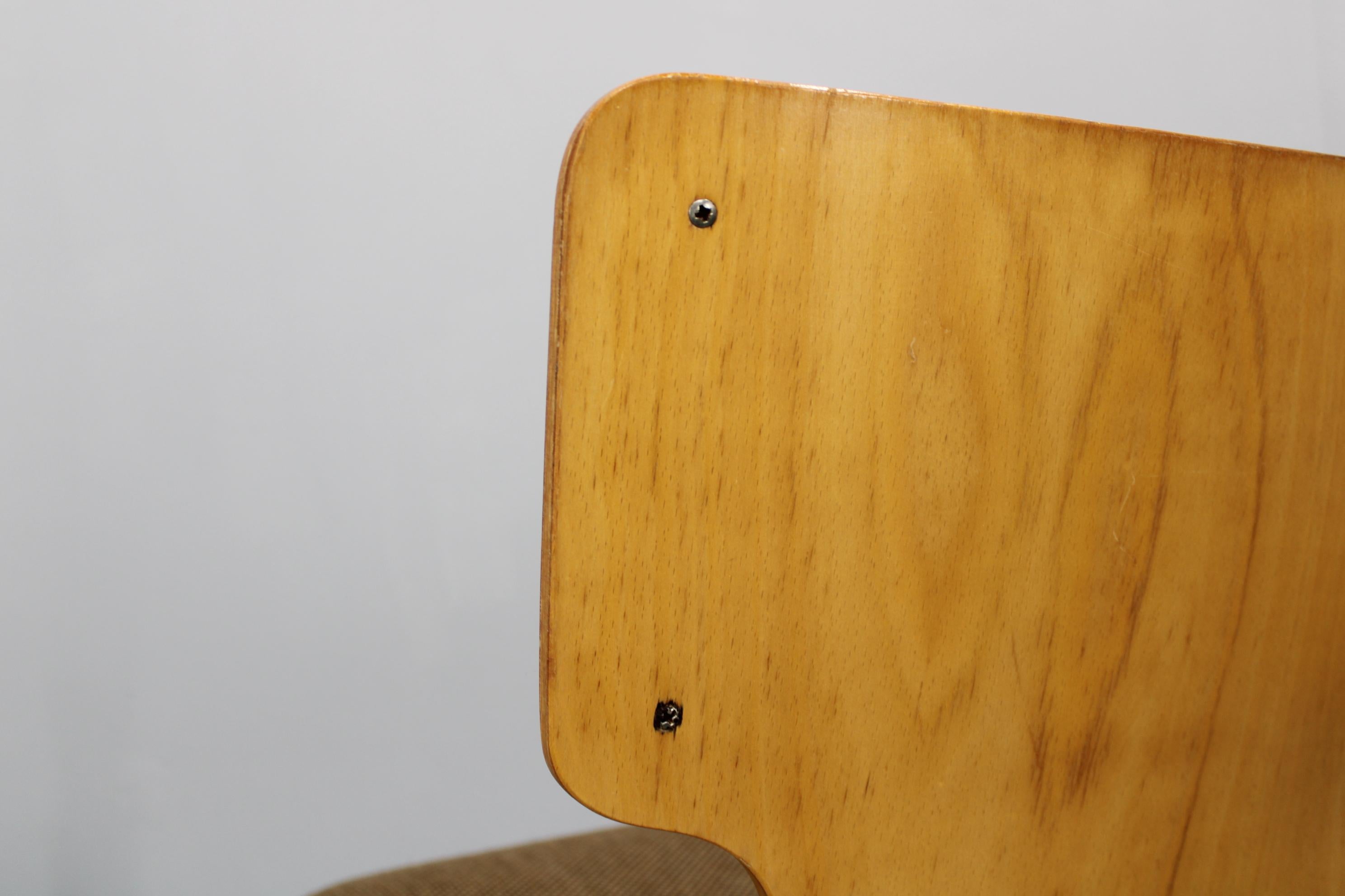 1970s Set of Four Plywood Chairs with Fabric Upholstery , Germany For Sale 2