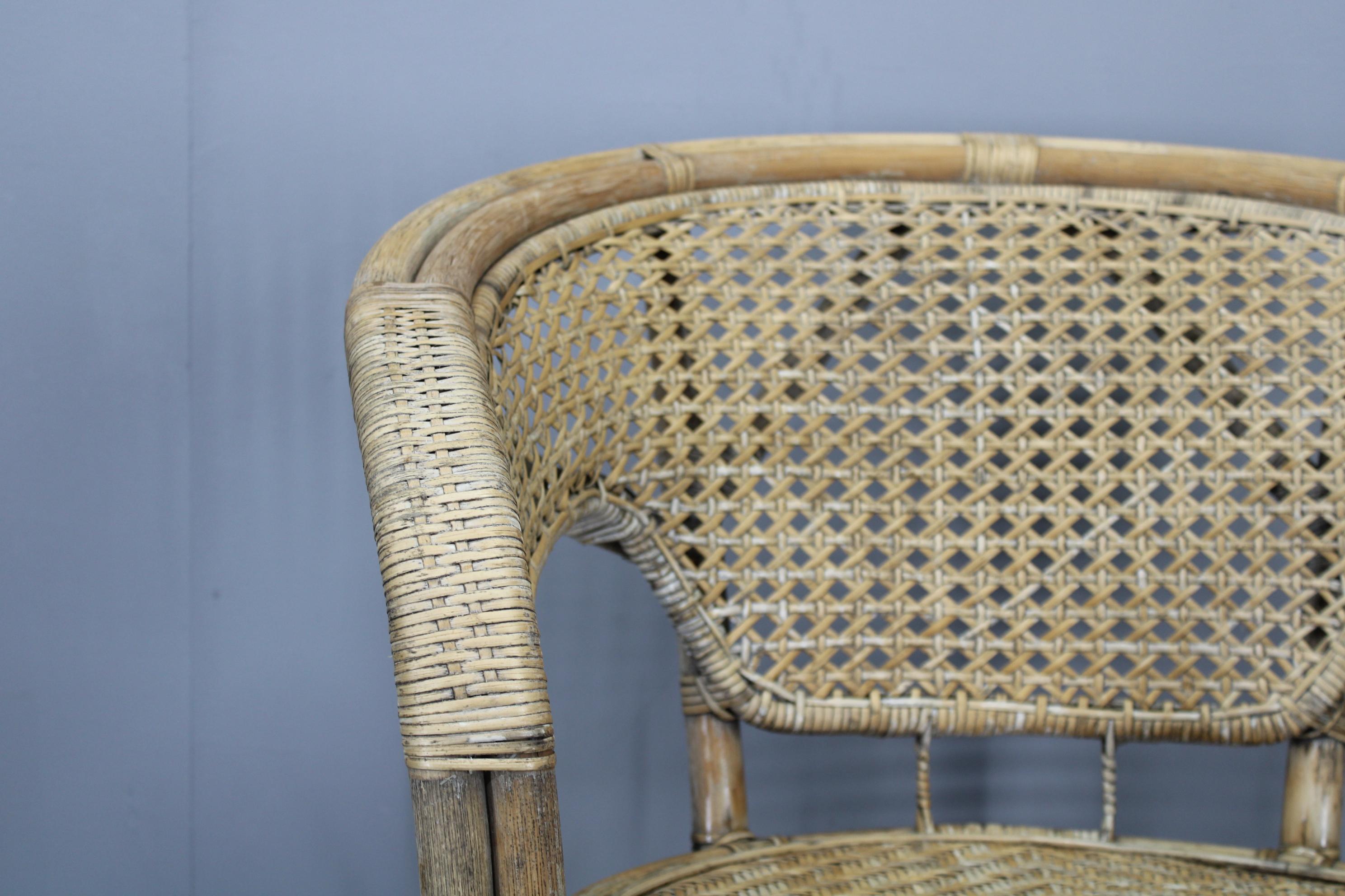 1970er Set aus vier Rattanstühlen, Italien im Angebot 6