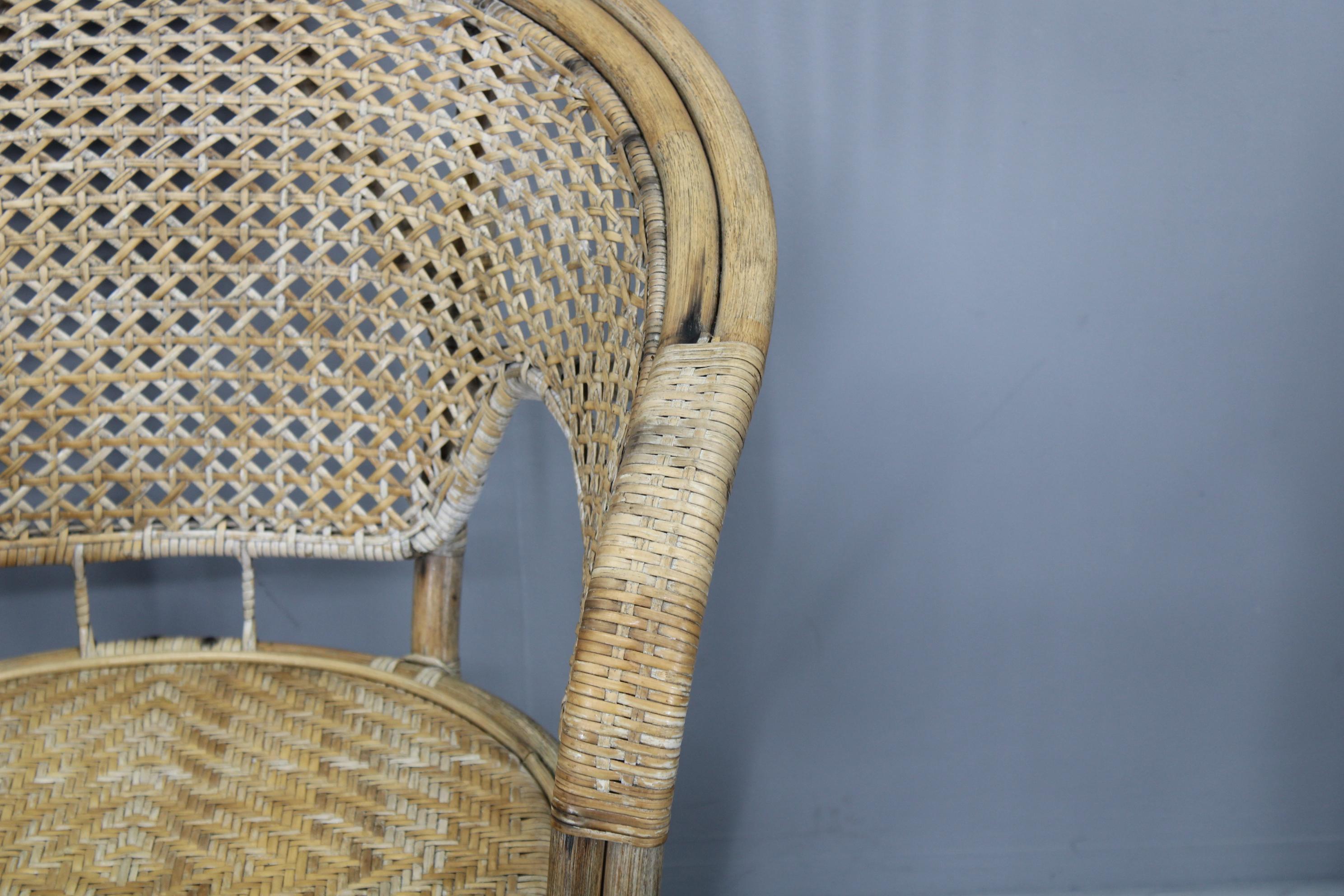 1970er Set aus vier Rattanstühlen, Italien im Angebot 10