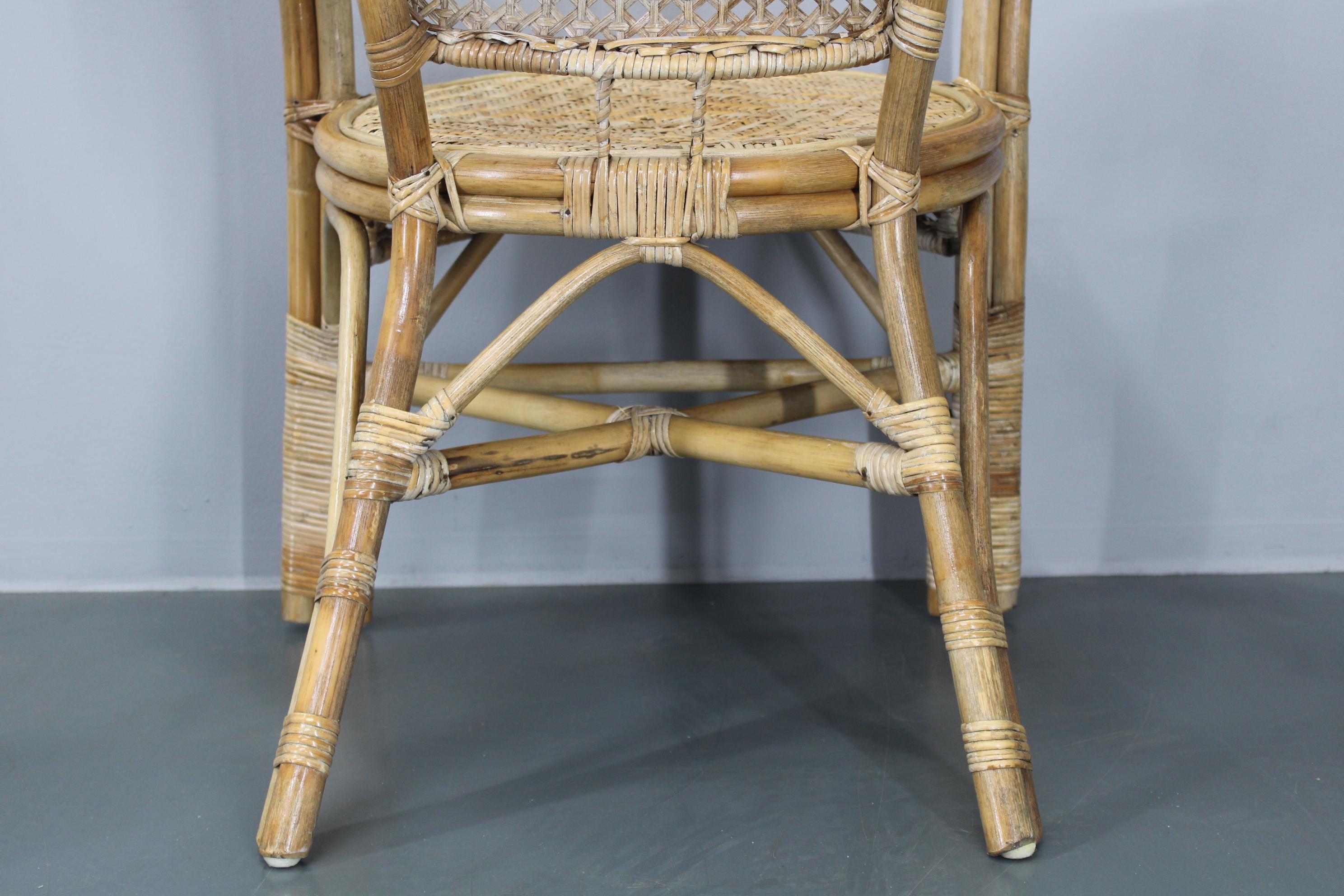 1970er Set aus vier Rattanstühlen, Italien im Angebot 2