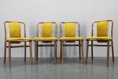 1970s Set of Four Restored Beech Bentwood Dining Chairs by TON, Czechoslovakia