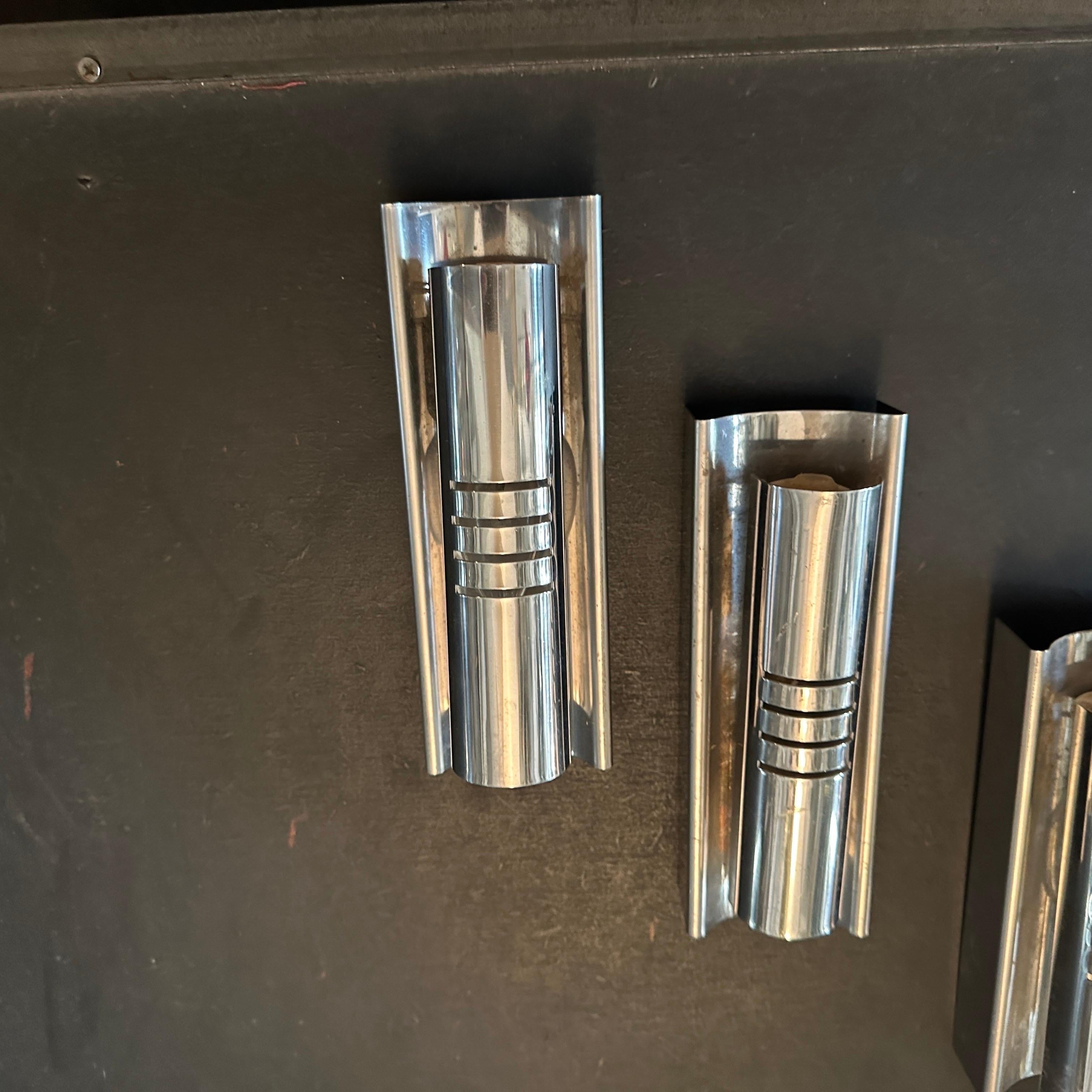 1970s Set of Four Space Age Steel Italian rectangular Wall Sconces In Good Condition In Aci Castello, IT