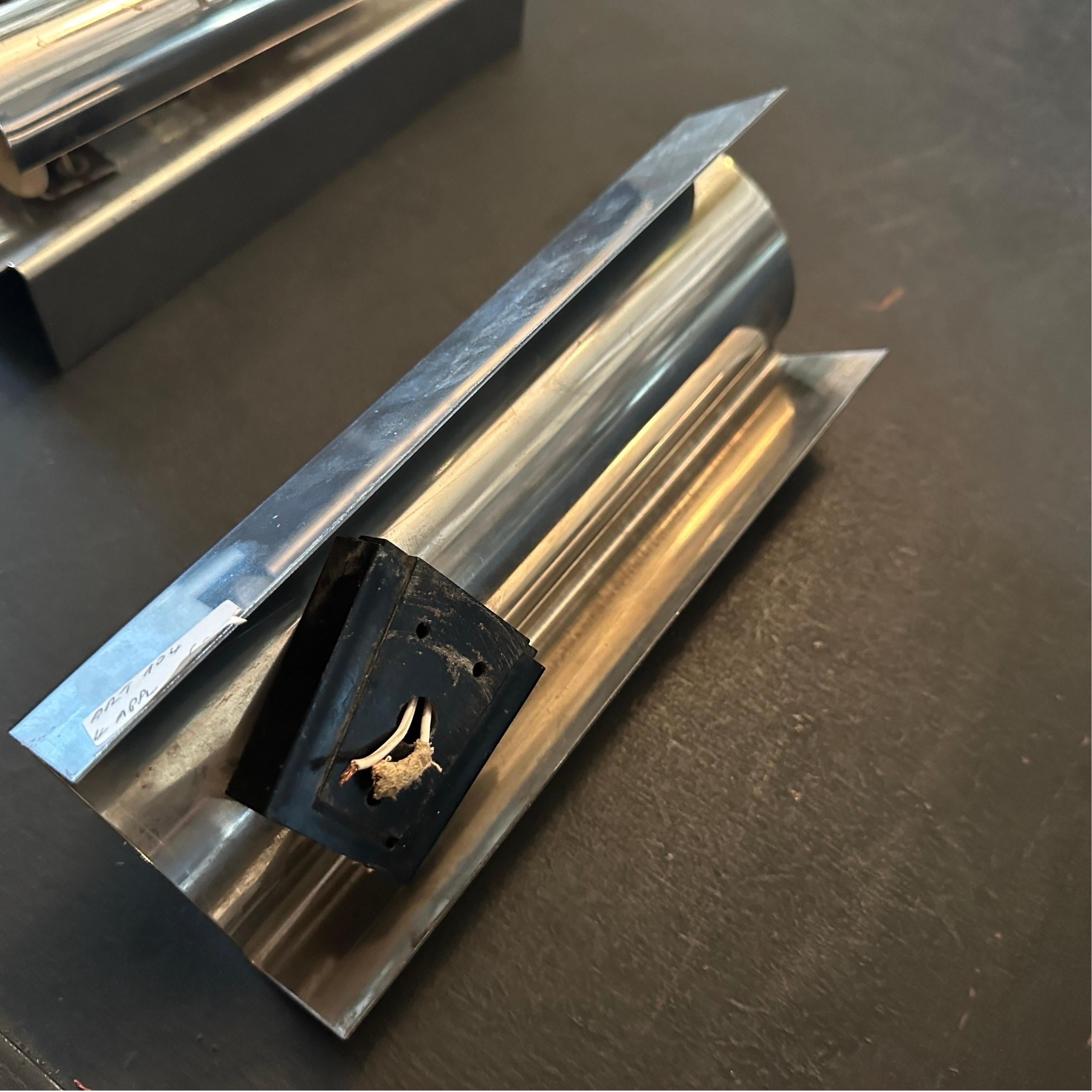 1970s Set of Four Space Age Steel Italian rectangular Wall Sconces 1