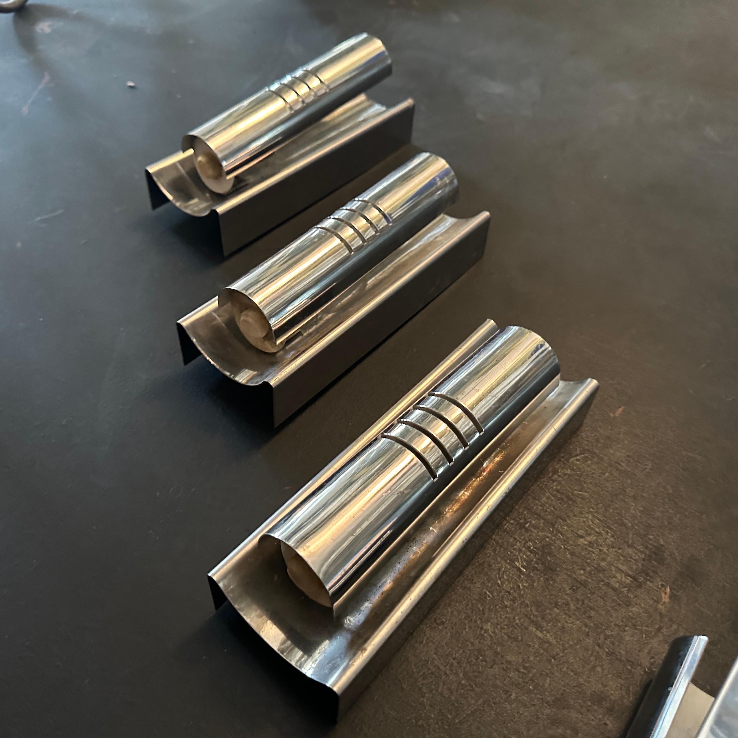 1970s Set of Four Space Age Steel Italian rectangular Wall Sconces 3