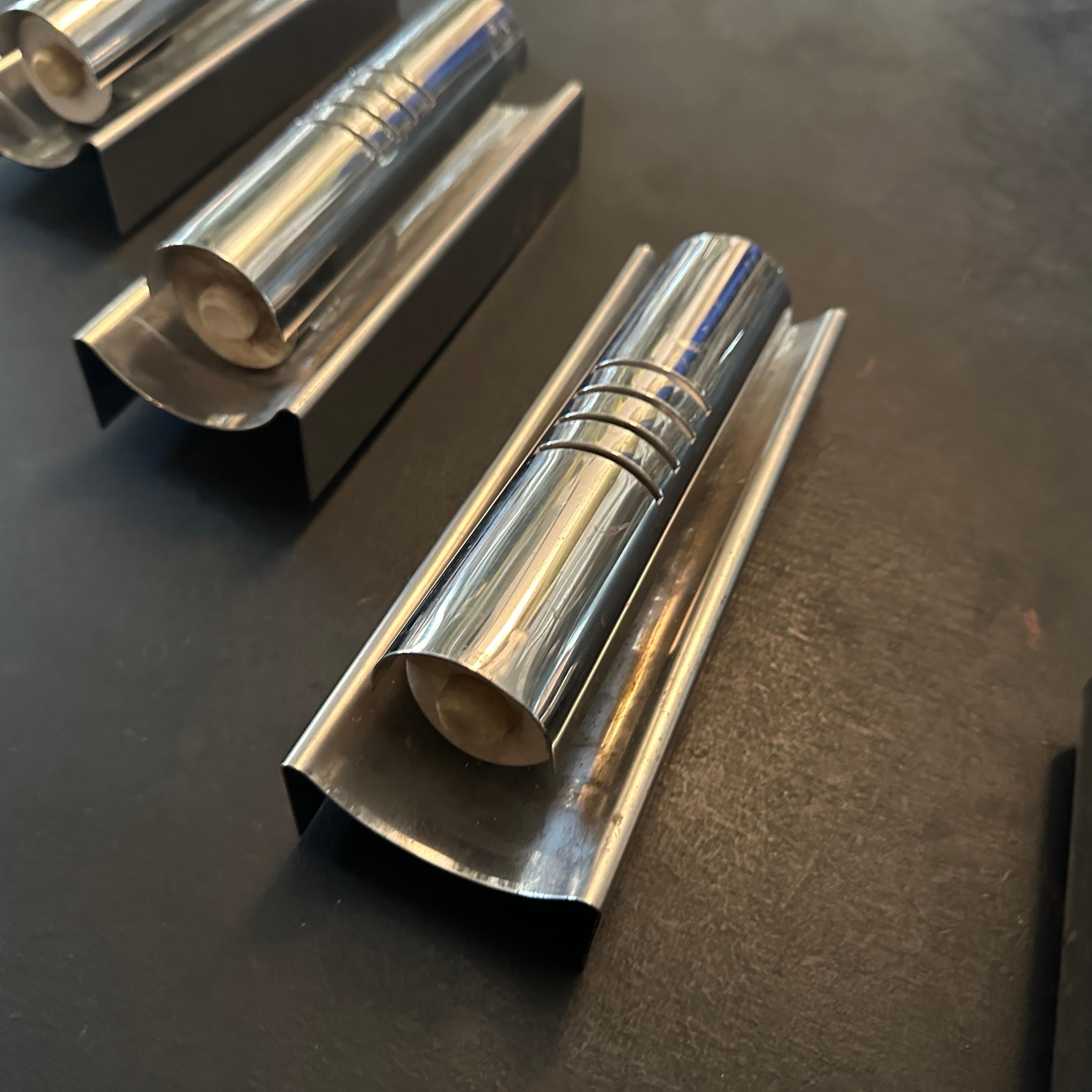 1970s Set of Four Space Age Steel Italian rectangular Wall Sconces 4