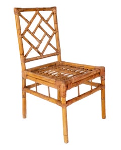 1970s Set of Four Spanish Bamboo and Wicker Chairs