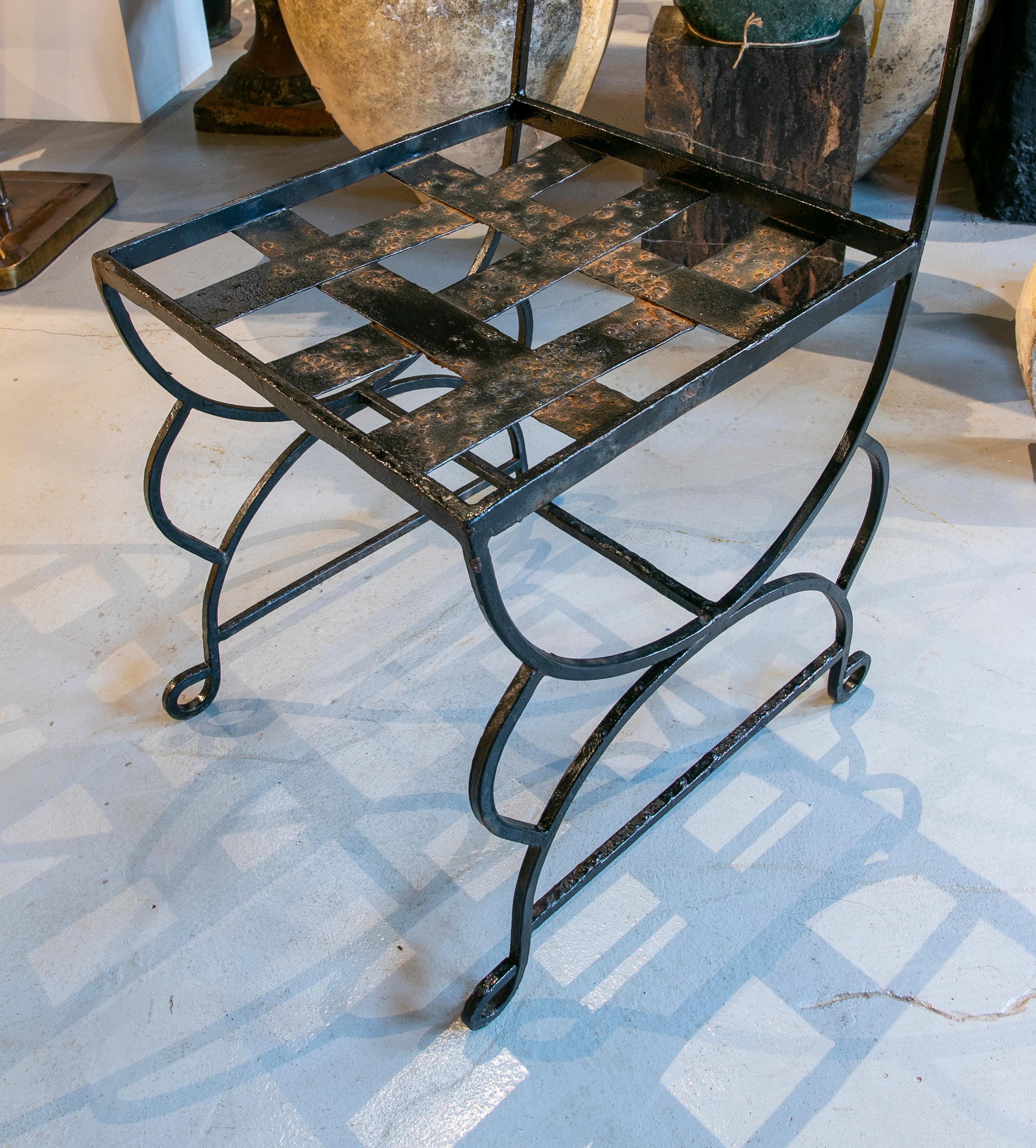 1970s Set of Four Spanish Iron Chairs Painted in Black 7
