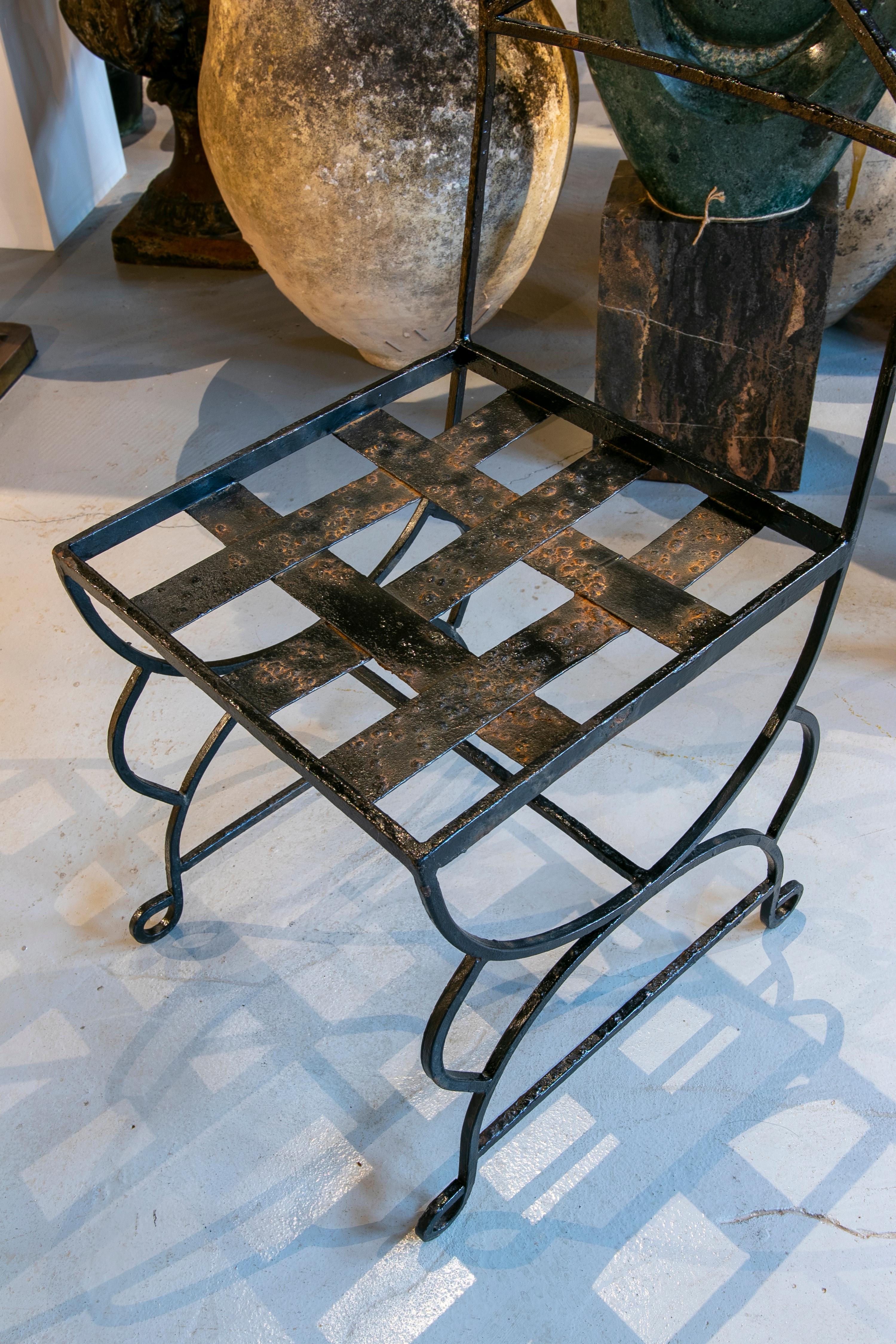 1970s Set of Four Spanish Iron Chairs Painted in Black 8
