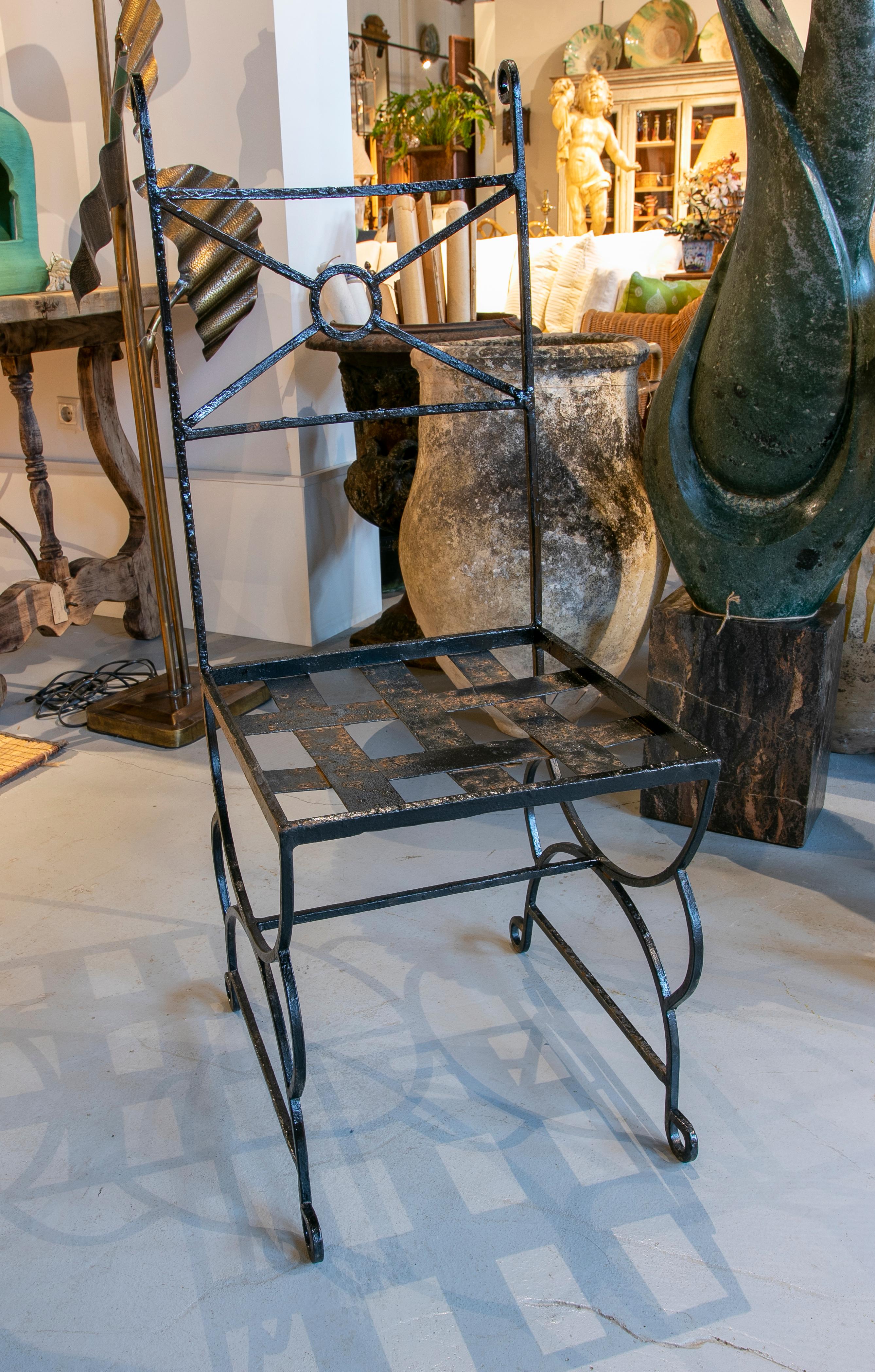 1970s Set of Four Spanish Iron Chairs Painted in Black In Good Condition In Marbella, ES