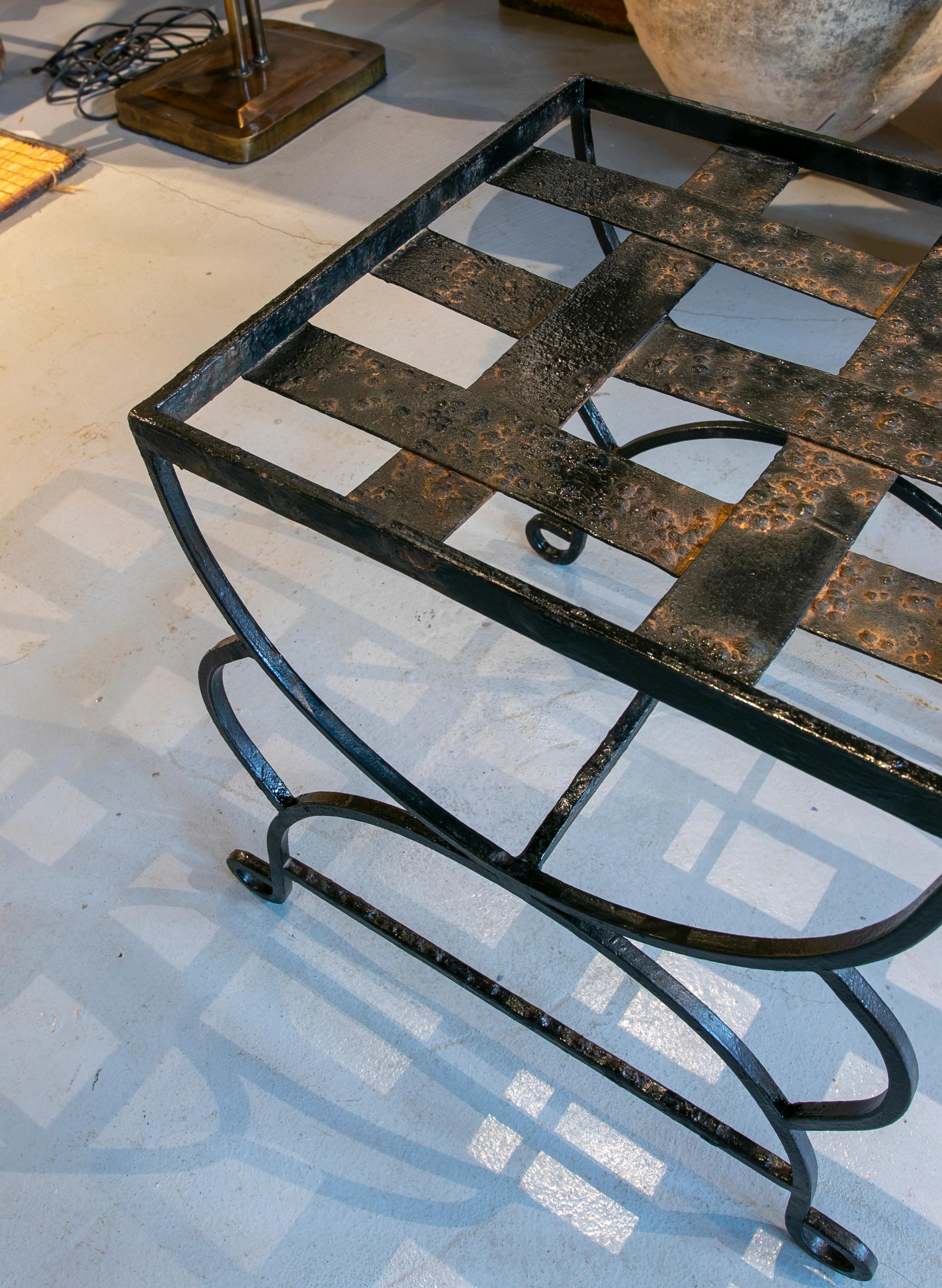 1970s Set of Four Spanish Iron Chairs Painted in Black 5