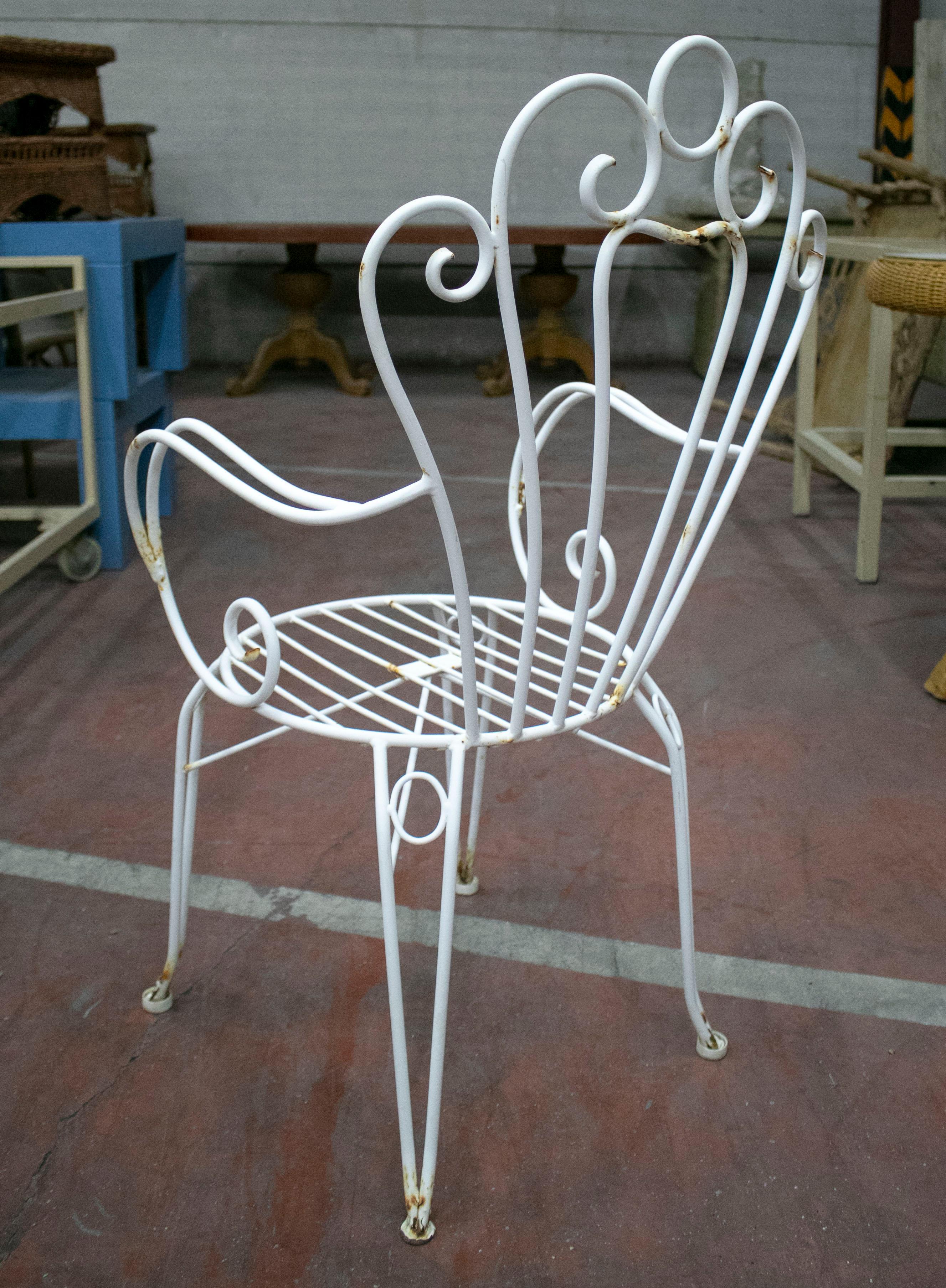 20th Century 1970s Set of Four Spanish Iron Garden Armchairs