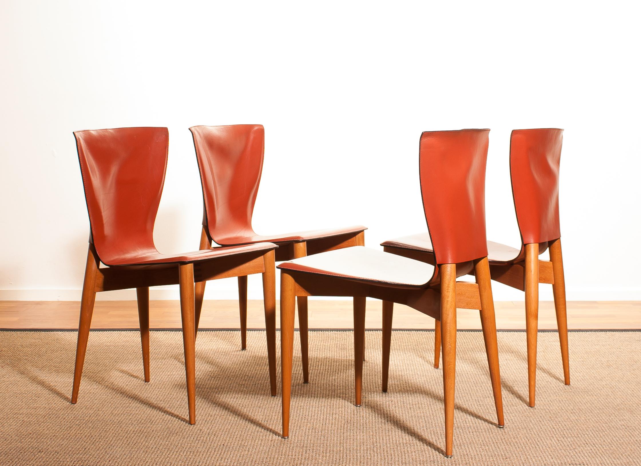 Italian 1970s, Set of Four 'Vela' Dining Chairs by Carlo Bartoli for Matteo Grassi