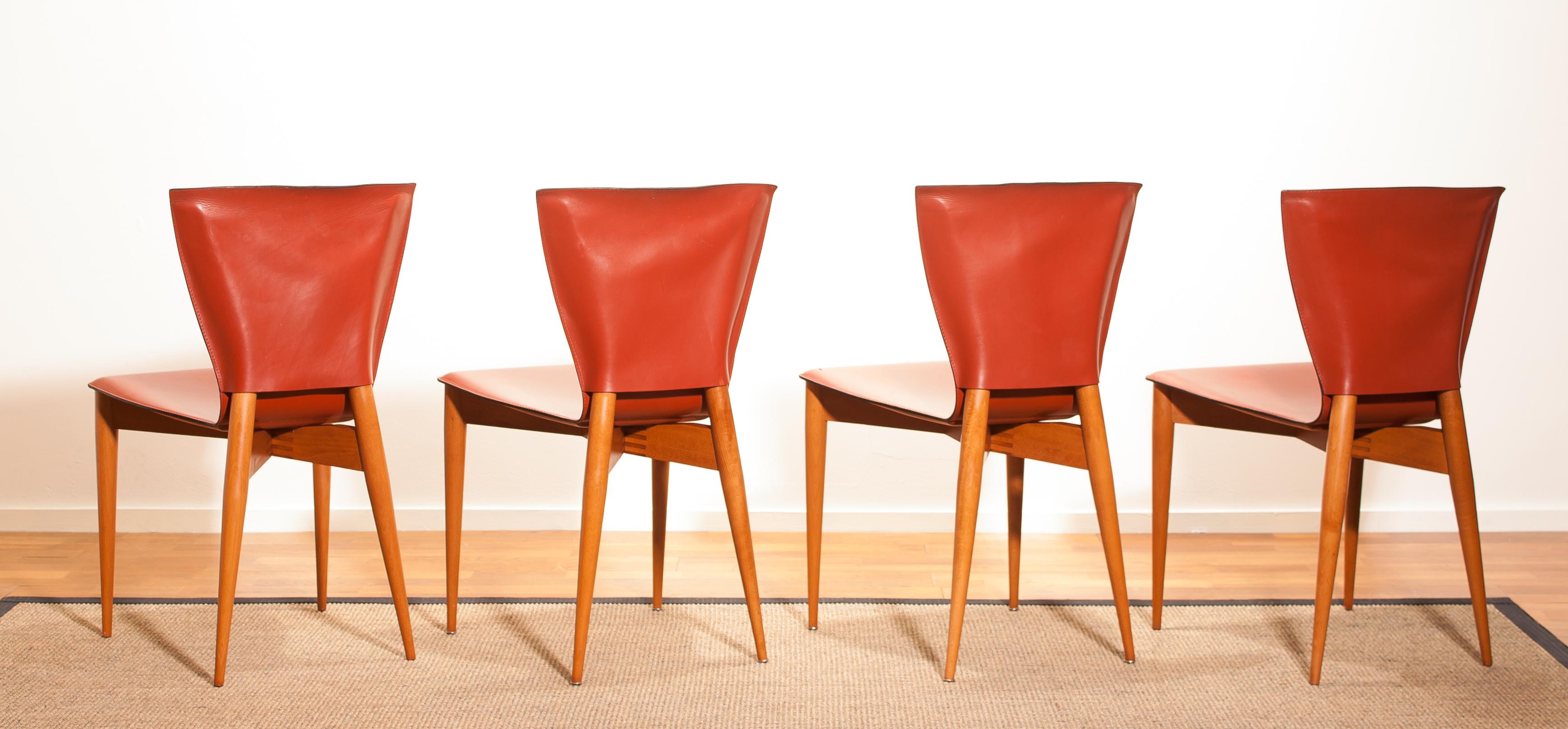 1970s, Set of Four 'Vela' Dining Chairs by Carlo Bartoli for Matteo Grassi 1
