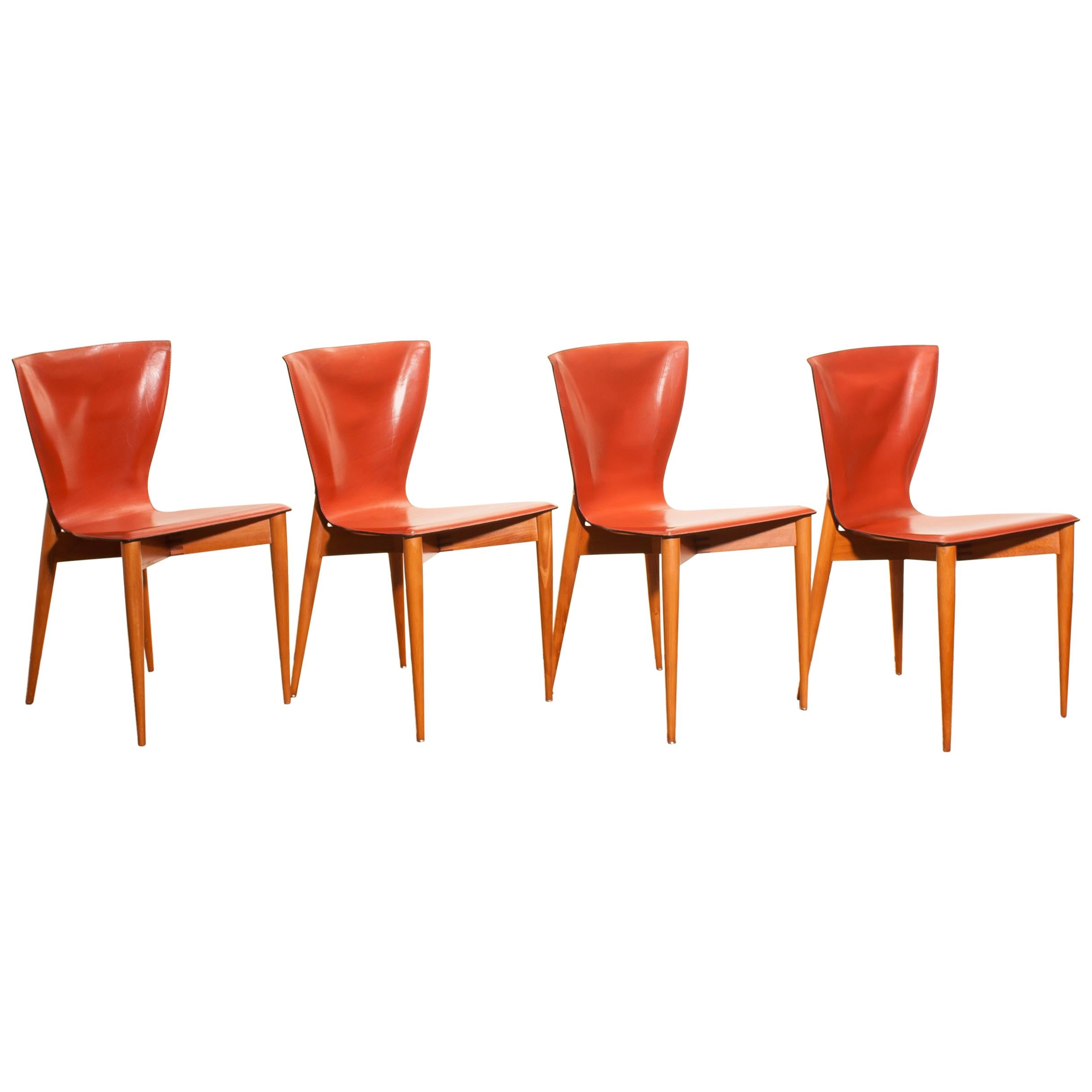 1970s, Set of Four 'Vela' Dining Chairs by Carlo Bartoli for Matteo Grassi