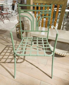 1970s Set of Four Vintage-Style Green Iron Chairs for Garden or Patio