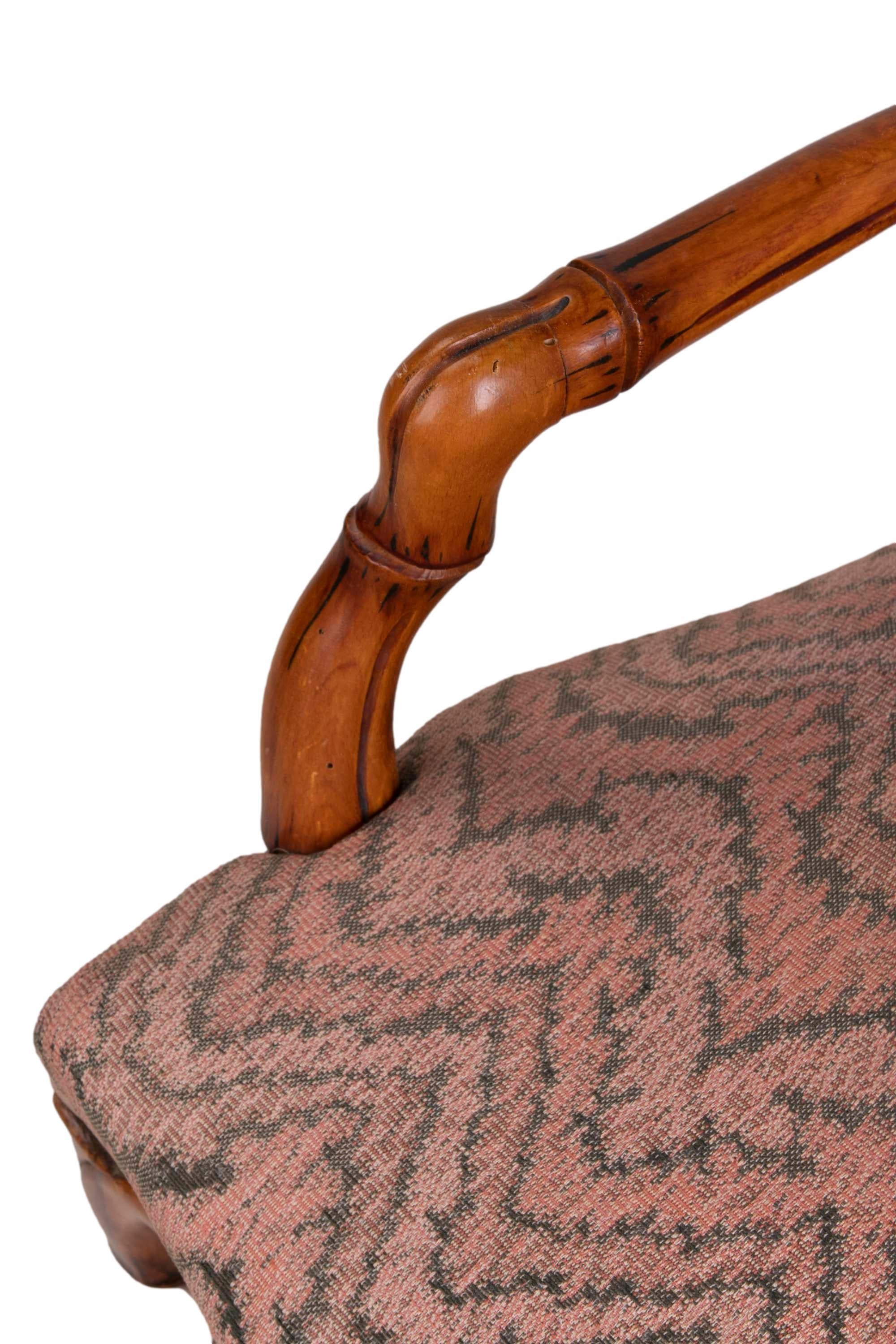 Set de cuatro sillones de madera imitación bambú de los años 70 en venta 4