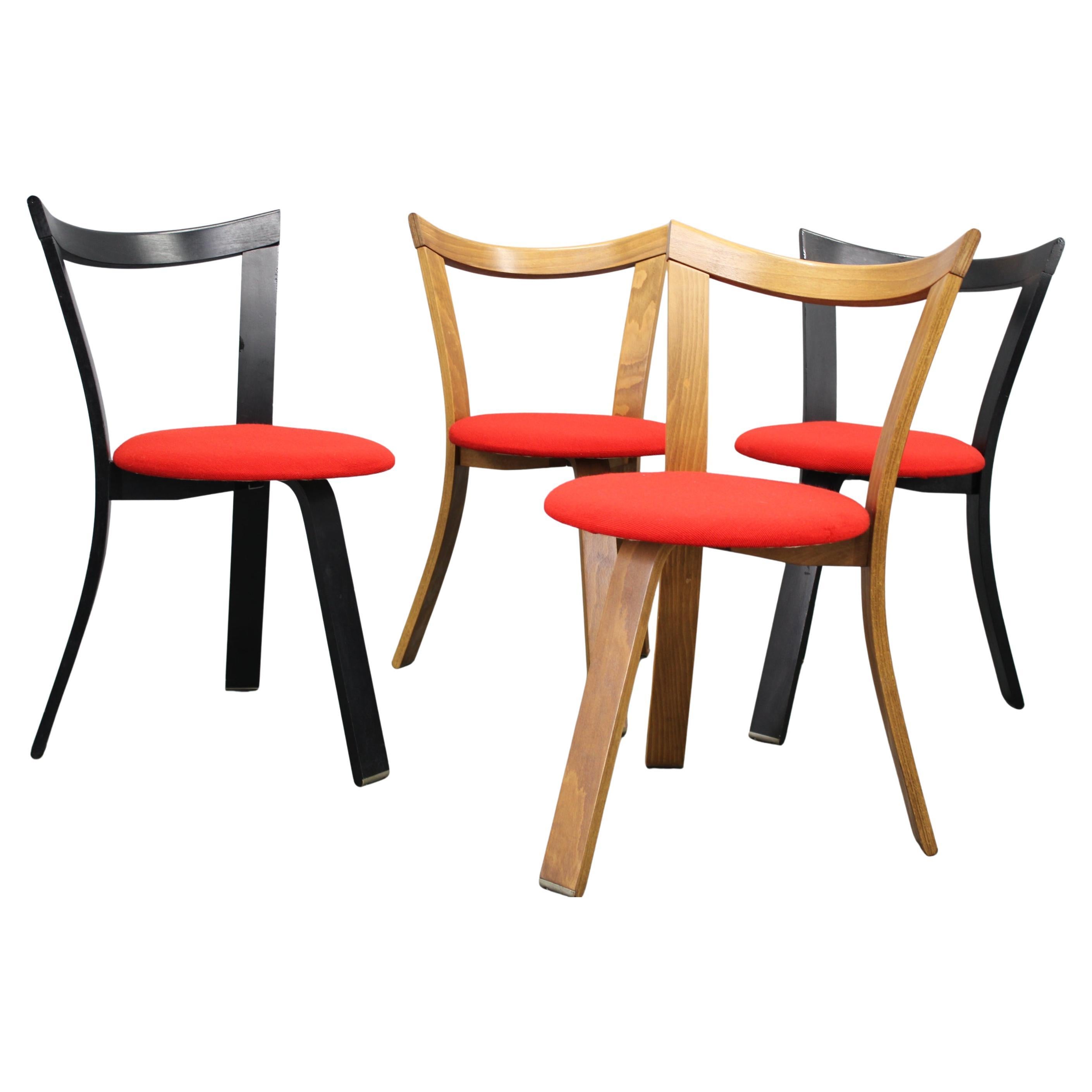 1970s Set of Four Wooden Chairs