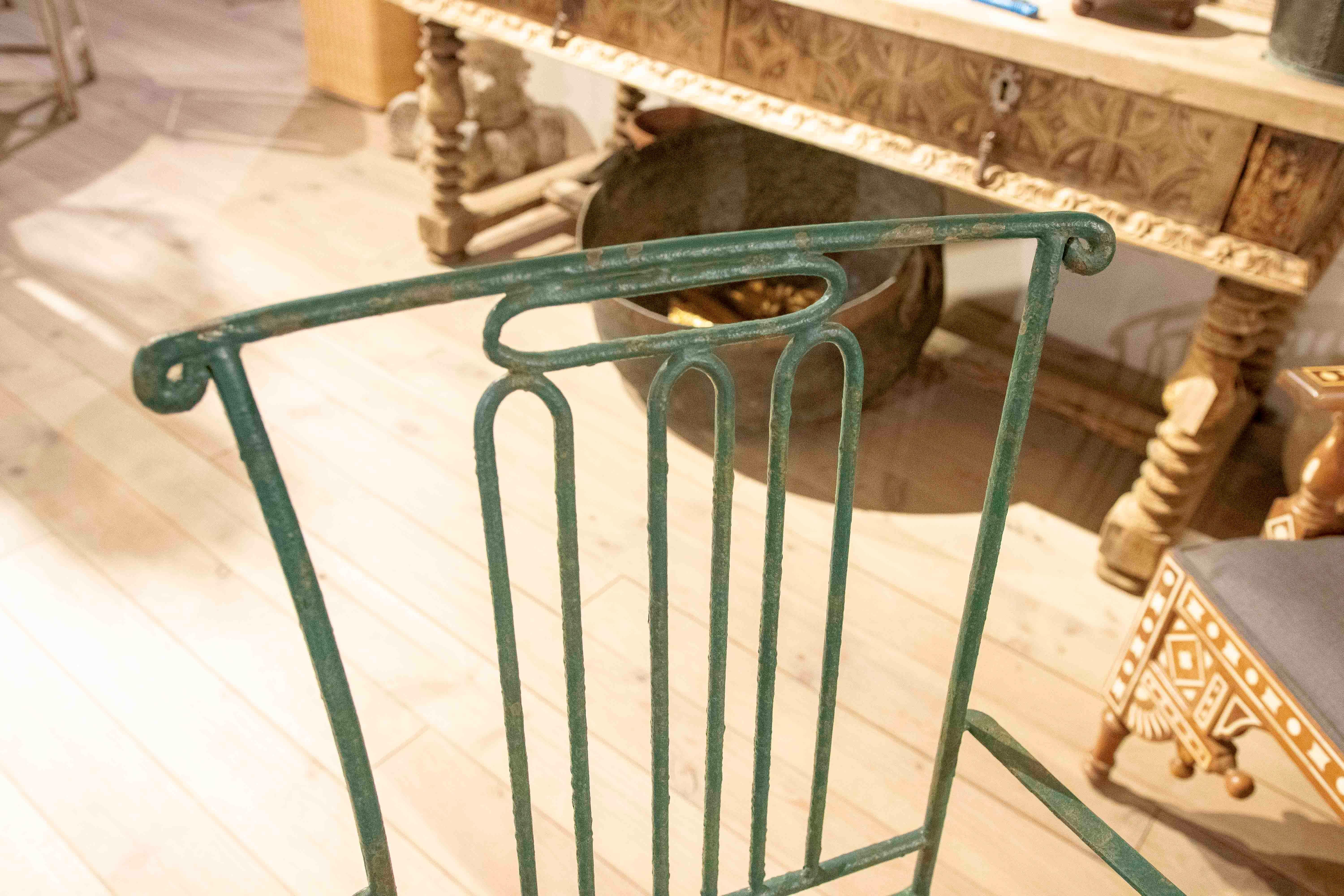 1970s Set of Green Wrought Iron Garden Chairs, Mediterranean Style For Sale 5