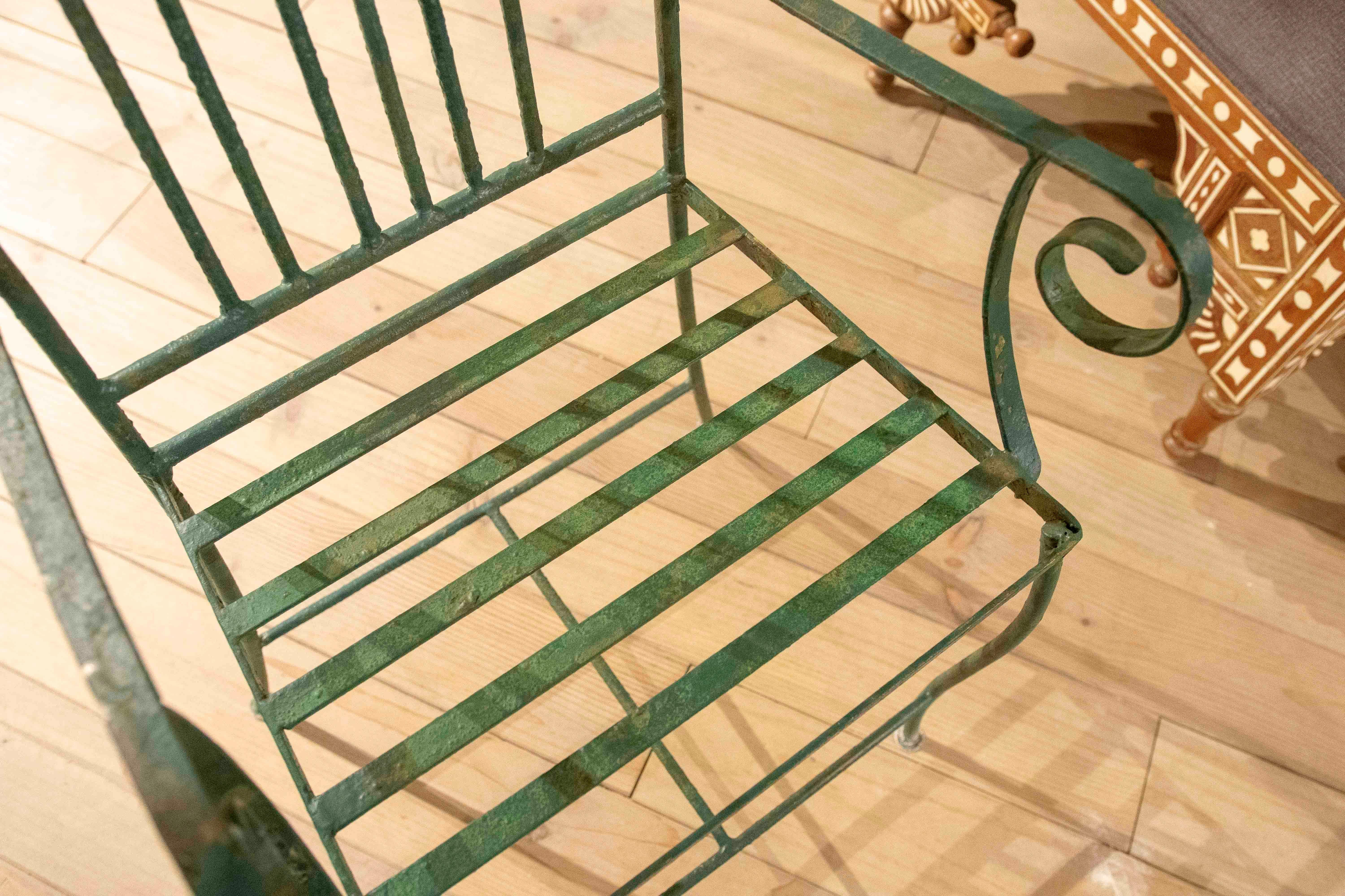1970s Set of Green Wrought Iron Garden Chairs, Mediterranean Style For Sale 6