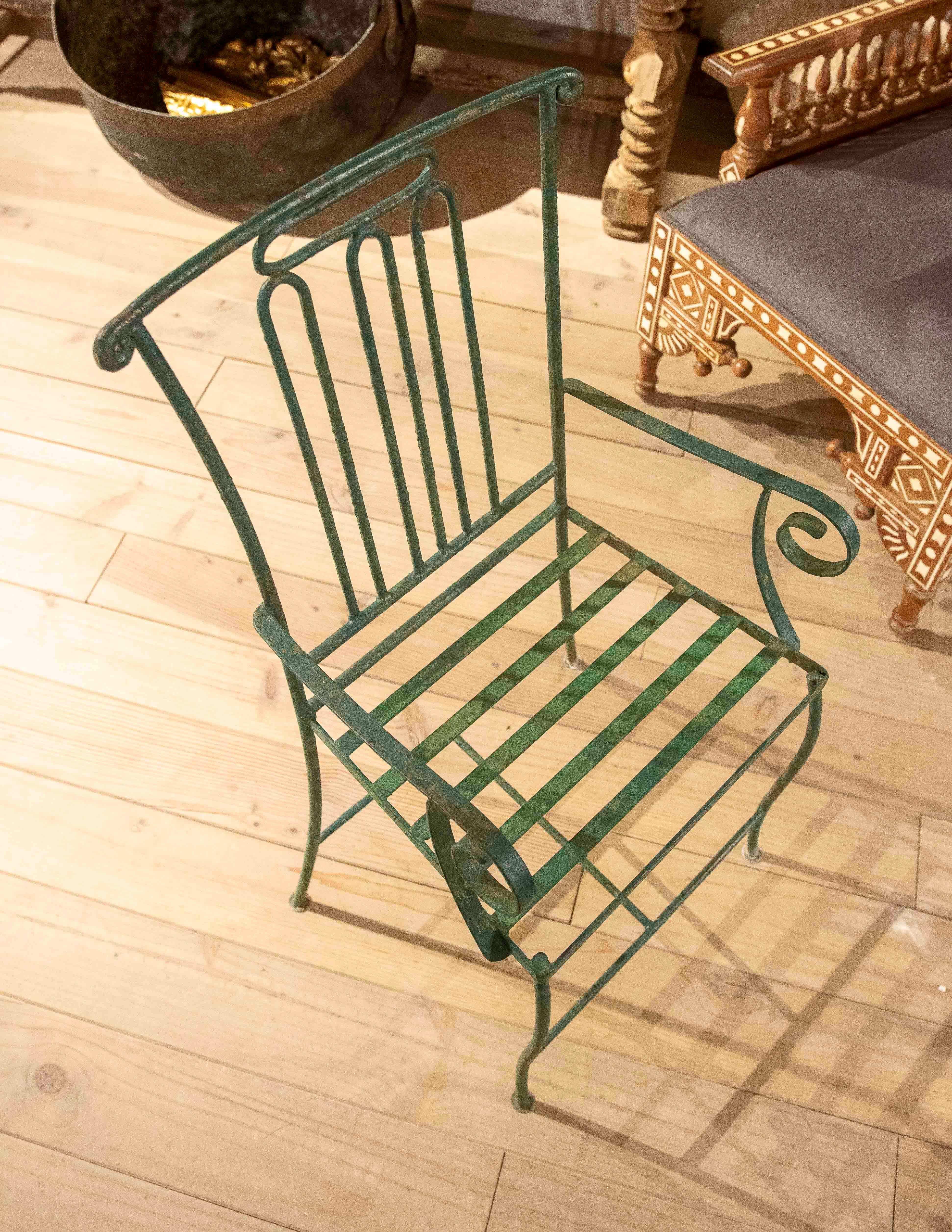 1970s Set of Green Wrought Iron Garden Chairs, Mediterranean Style For Sale 7