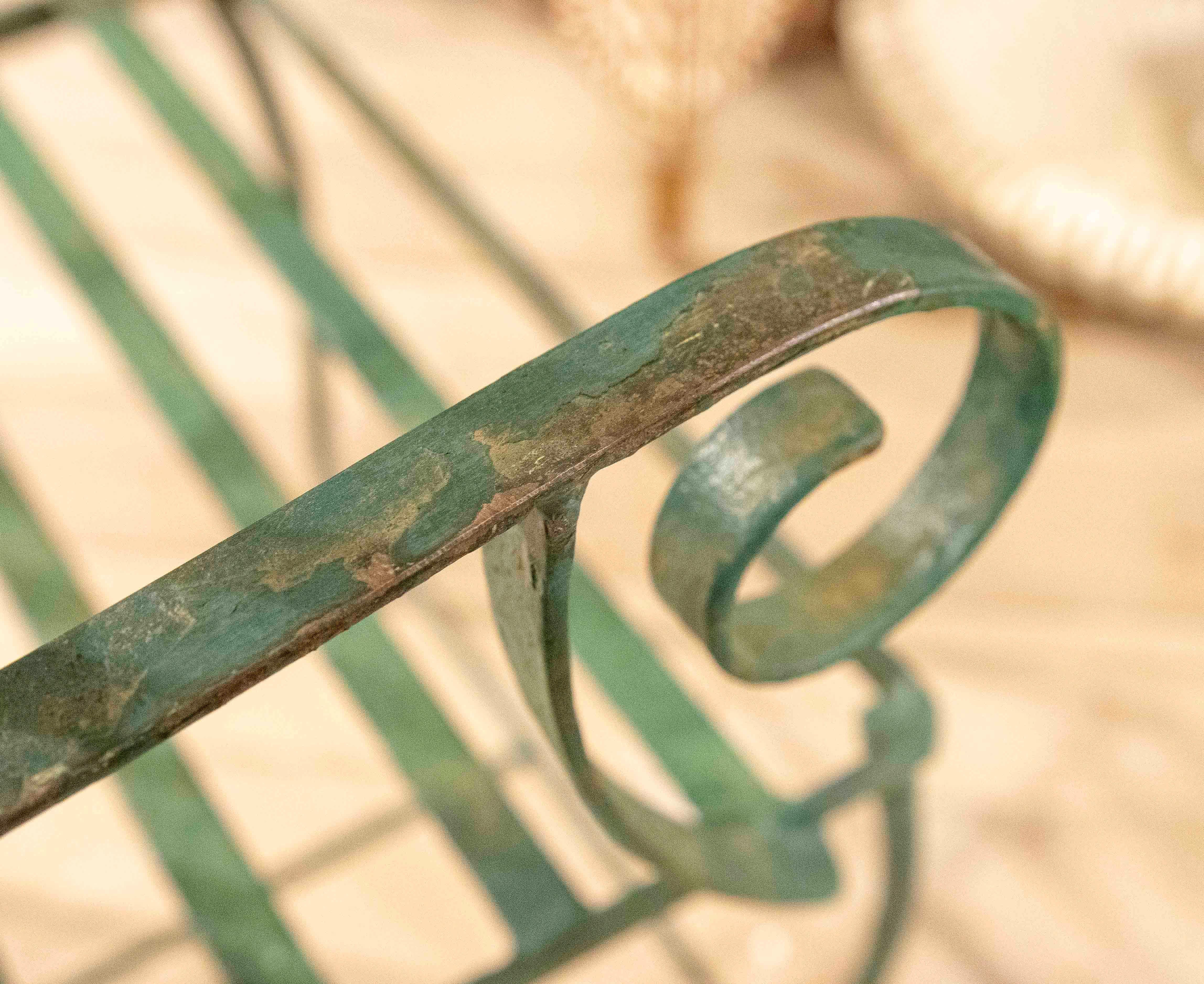 1970s Set of Green Wrought Iron Garden Chairs, Mediterranean Style For Sale 2