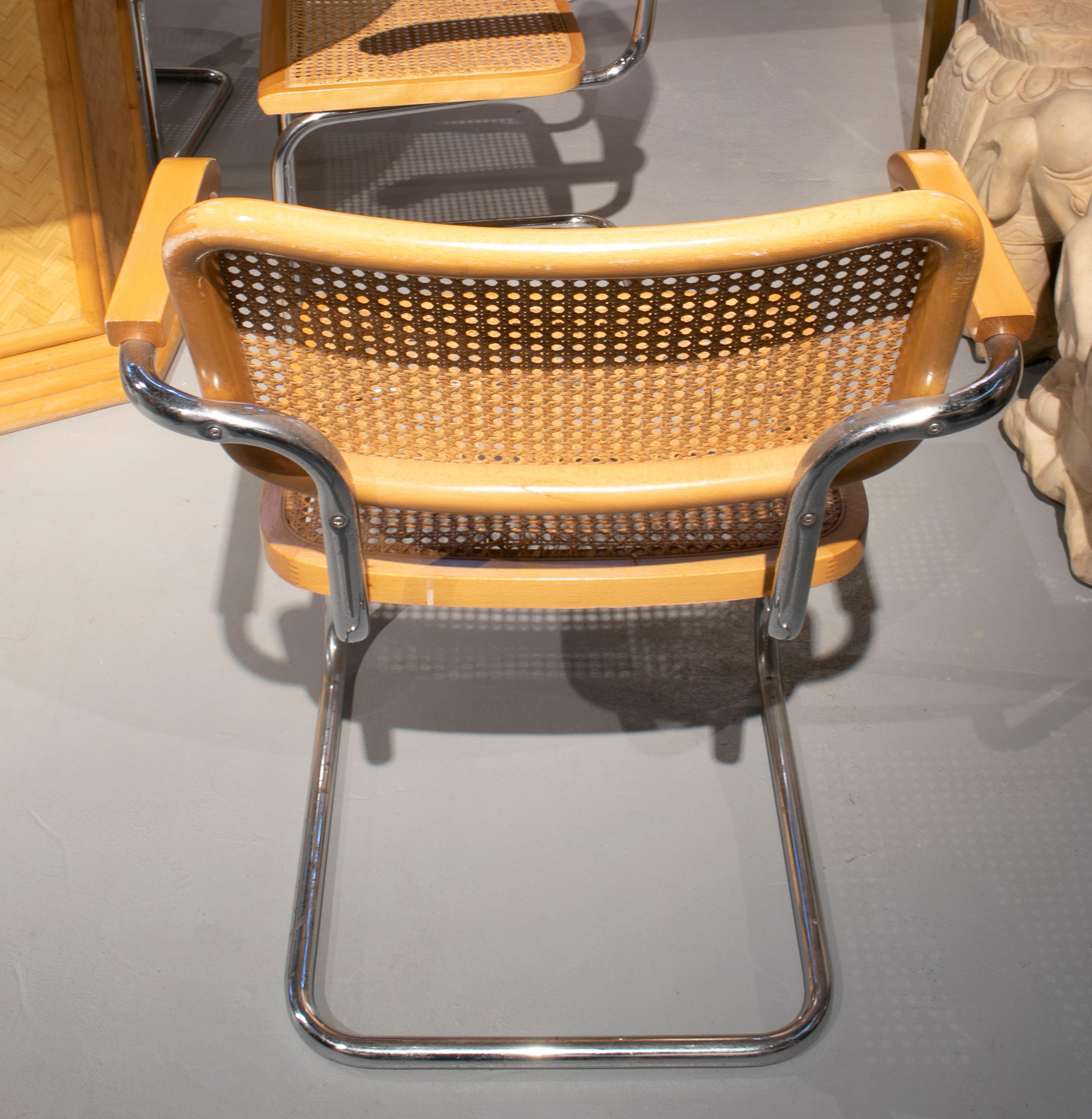 1970s Set of Italian Bamboo and Crystal Table with Four Cesca Chairs 3