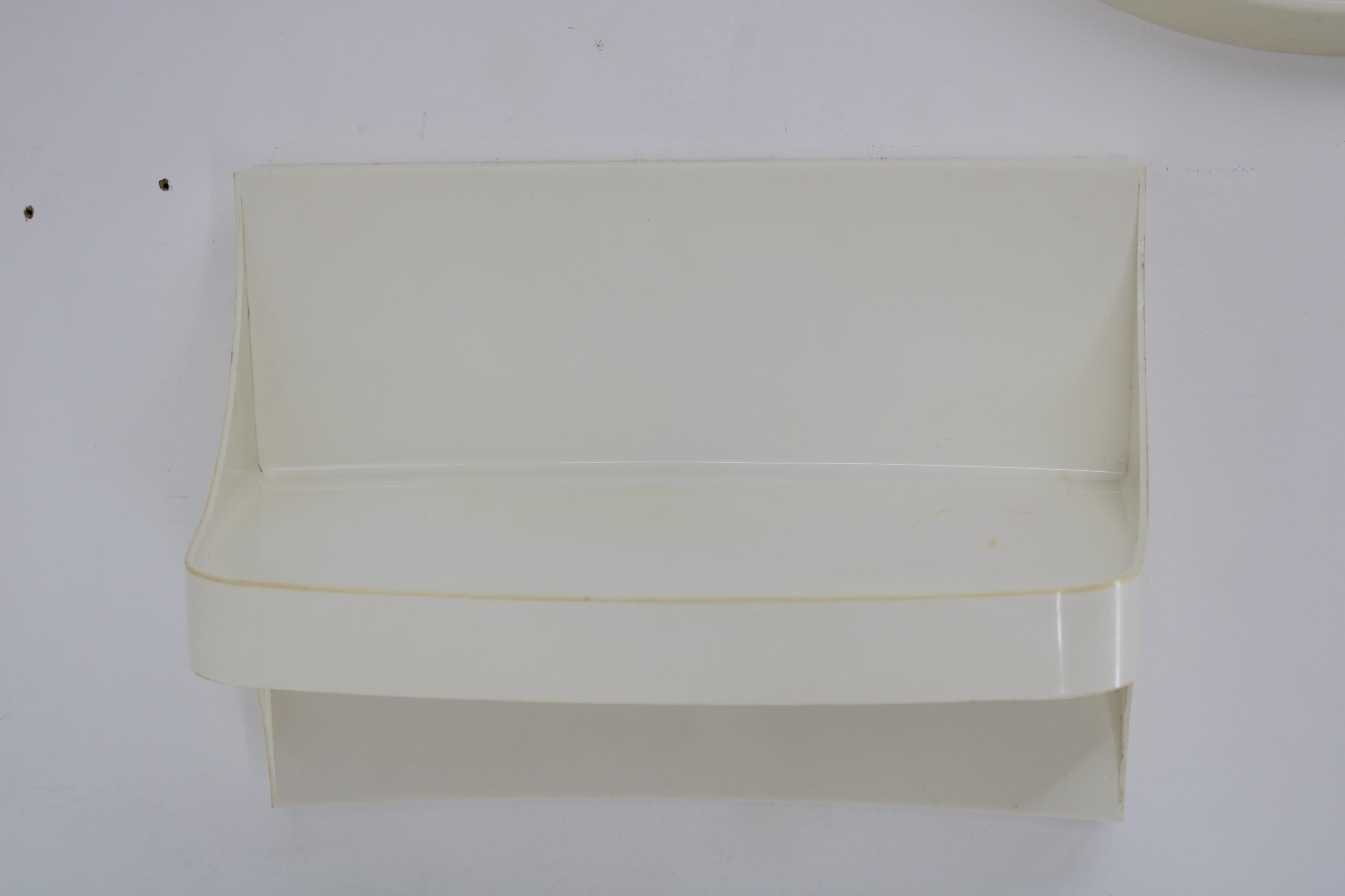 Plastic 1970s Set of Round Mirror and Two Shelves, Czechoslovakia For Sale