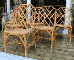 1970s Set of Six English "Invincible" Cane and Lazed Wicker Chairs by Angraves