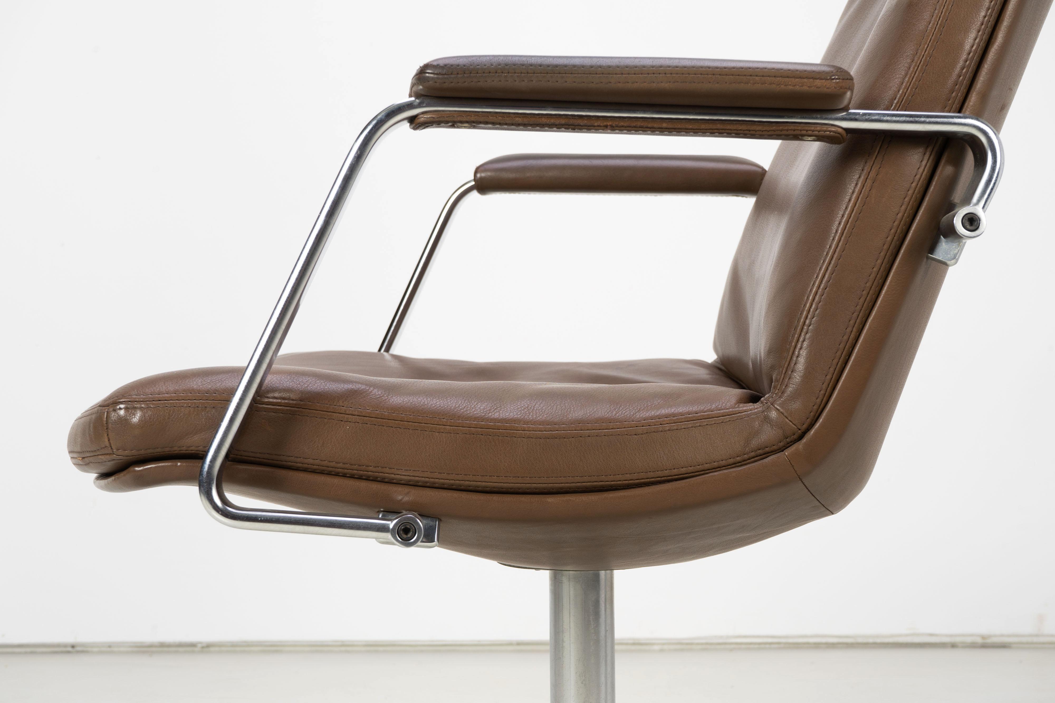 Mid-Century Modern 1970s Set of Six FK-86 Arm Chairs by Preben Fabricius & Jørgen Kastholm, Leather