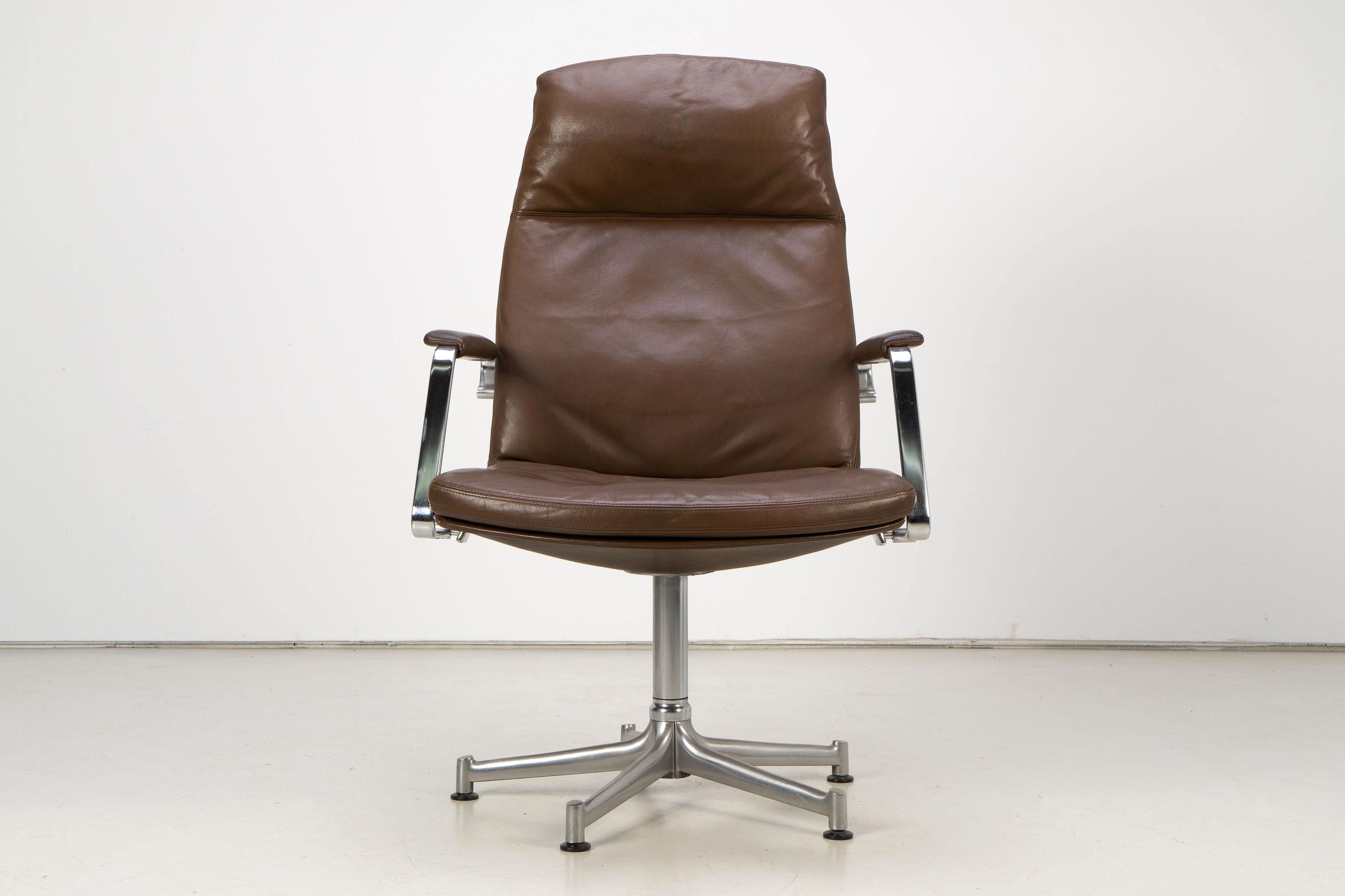 German 1970s Set of Six FK-86 Arm Chairs by Preben Fabricius & Jørgen Kastholm, Leather