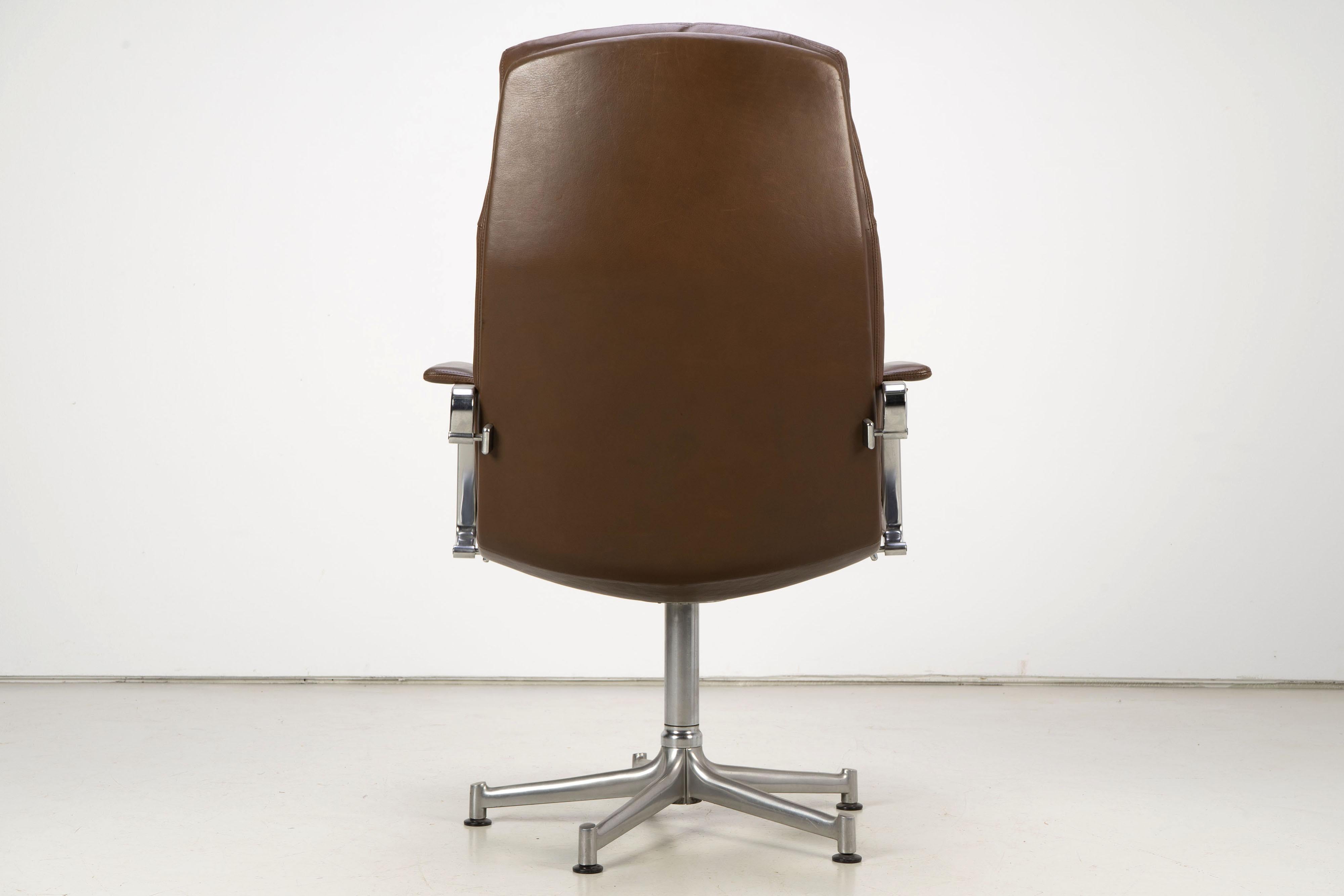 20th Century 1970s Set of Six FK-86 Arm Chairs by Preben Fabricius & Jørgen Kastholm, Leather For Sale