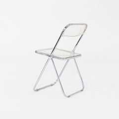 1970s Set of Six Giancarlo Piretti Plia Folding Chairs in Chrome and Lucite
