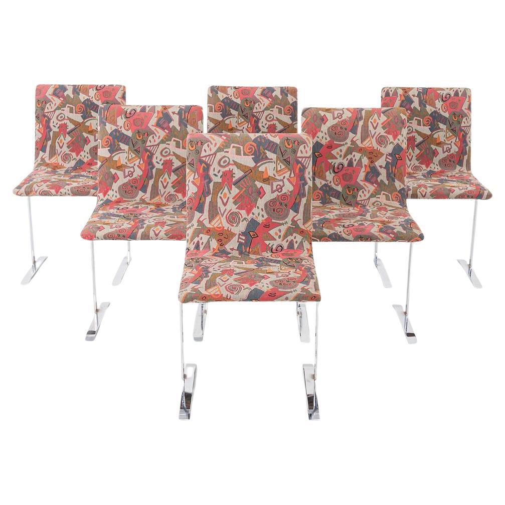 1970s Set of Six Giovanni Offredi for Saporiti Italia Onda Dining Chairs