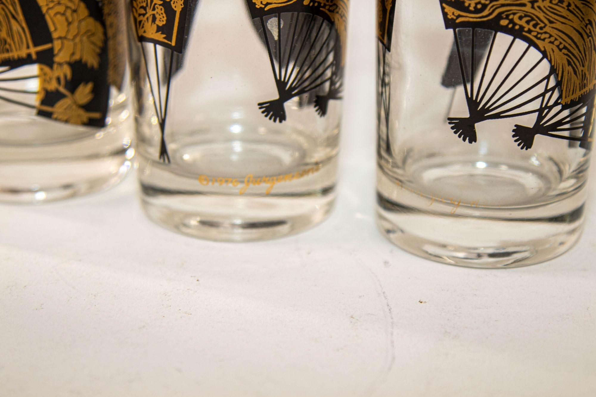 1970s Set of Six Highball Glasses Black and Gold by Jules Jurgensen's in Cart For Sale 10
