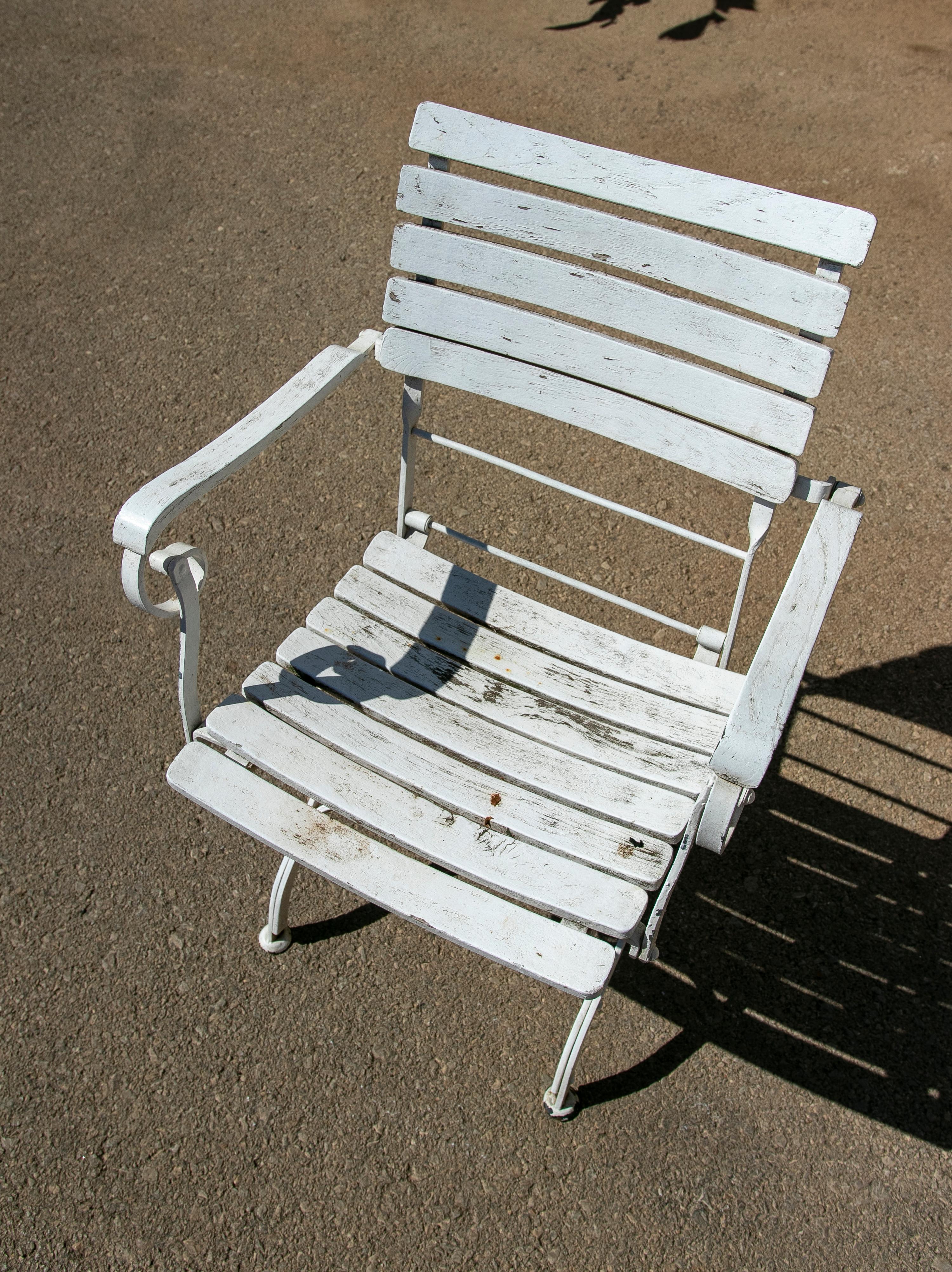 1970s, Set of Six Iron and Wooden Garden Armchairs In Good Condition In Marbella, ES