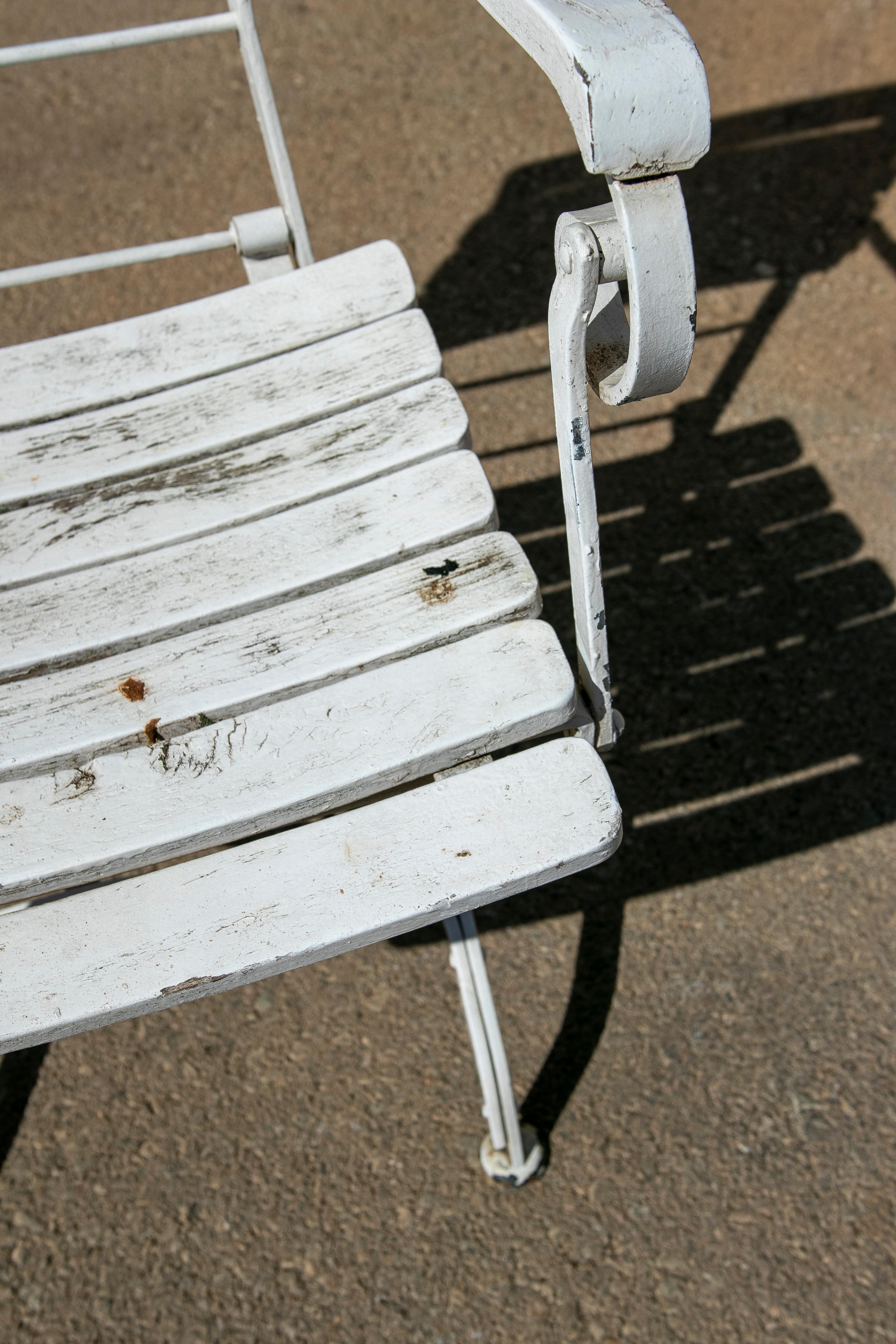 1970s, Set of Six Iron and Wooden Garden Armchairs 4