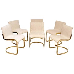 1970s Set of Six Italian Brass Dining Chairs