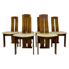 Ensemble de six chaises de salle à manger italiennes des années 1970 dans le style d'Afra et de Tobia Scarpa