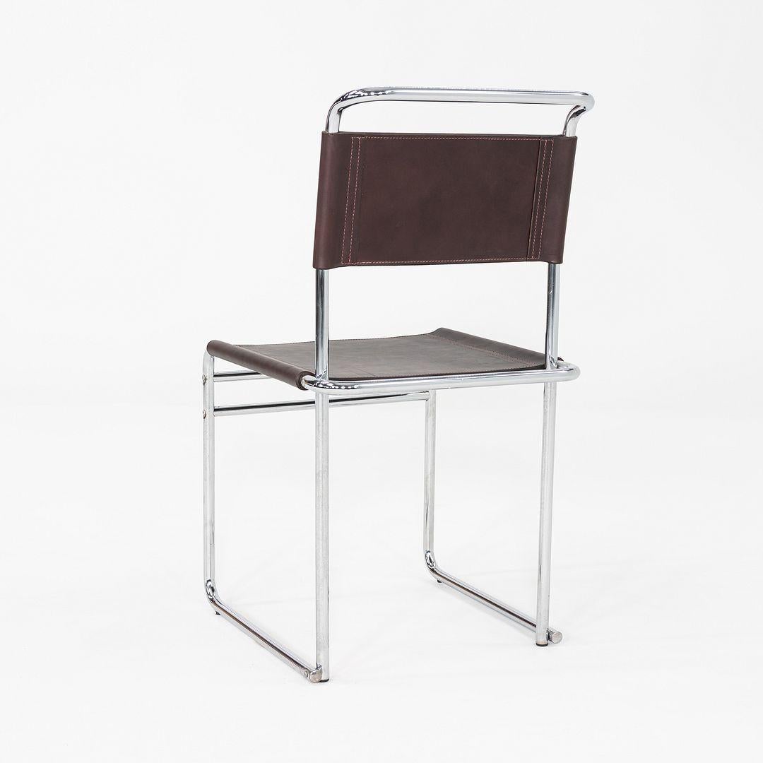 Acier 1970s Set of Six Marcel Breuer B5 / B40 Dining Side Chairs with Brown Leather (Ensemble de six chaises de salle à manger Marcel Breuer B5 / B40 en cuir brun) en vente