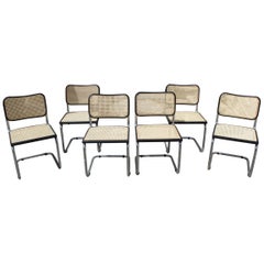 1970s Set of Six Marcel Breuer Cane and Chrome "Cesca" Chairs